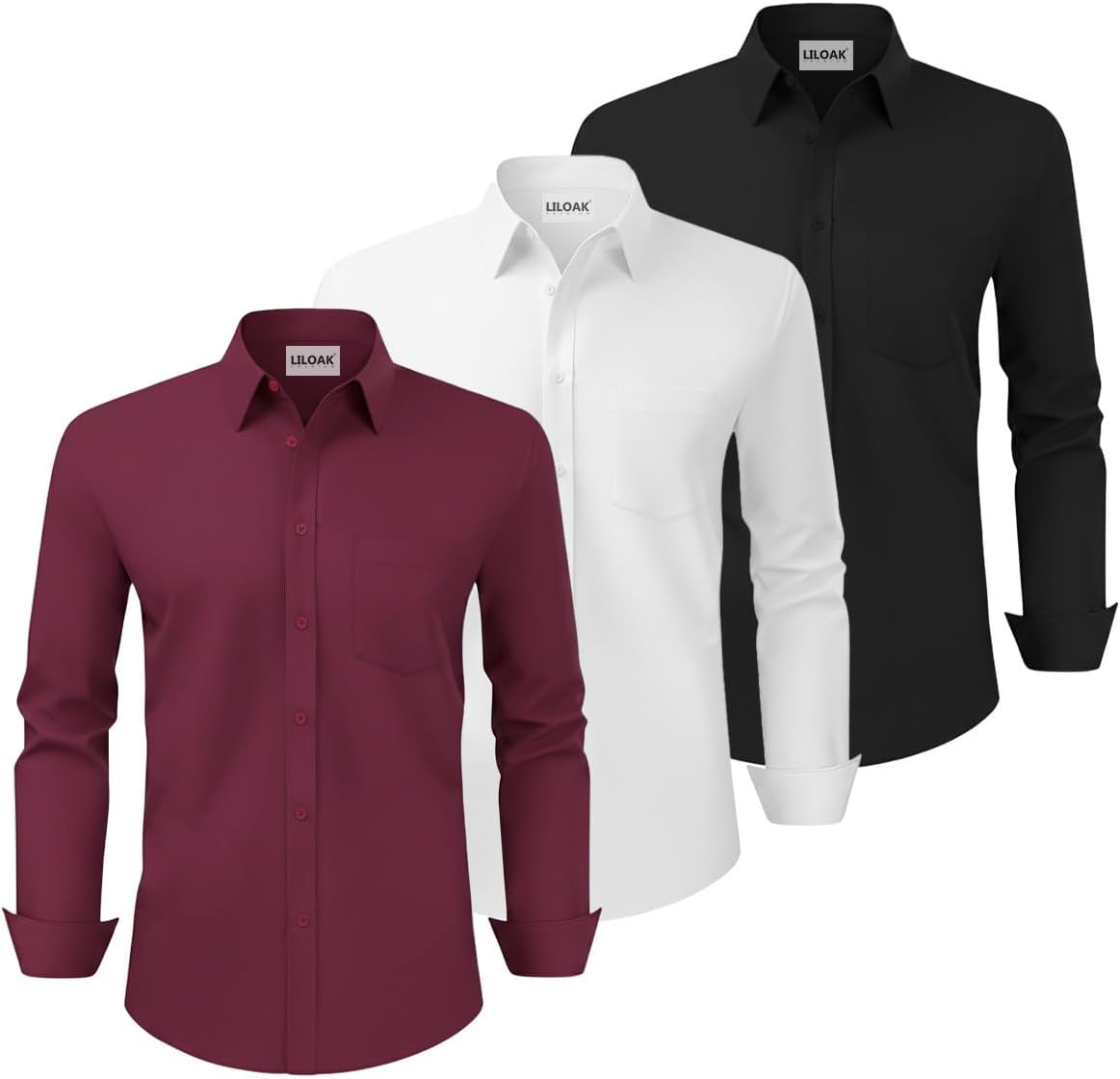 Thumbnail 6 de Liloak Pack Mens Dress Shirts: Classic Long Sleeve Button Down