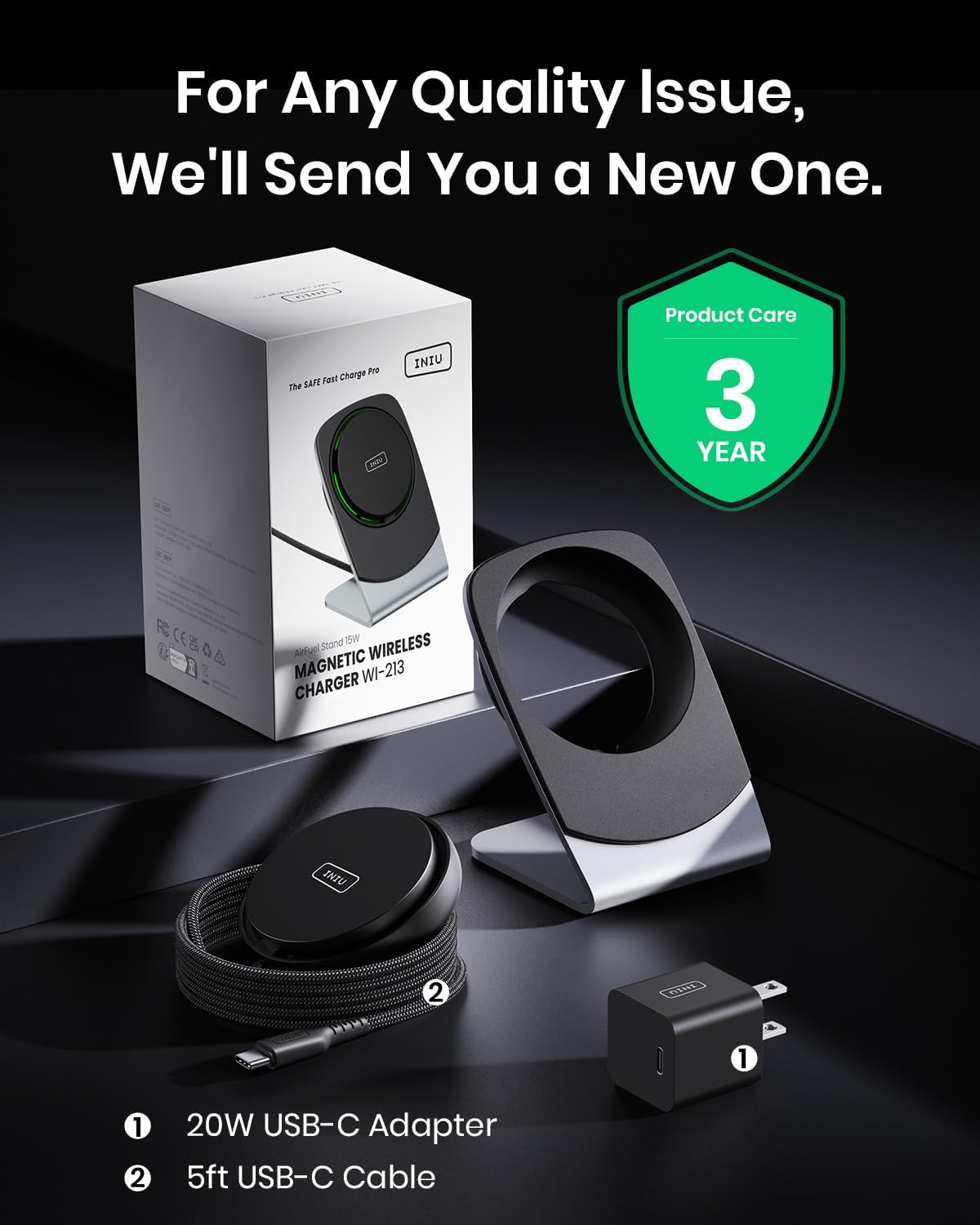 Thumbnail 6 de INIU Wireless Charger: 15W Magnetic Fast-Charging Stand for iPhone 12–16 with Detachable Design
