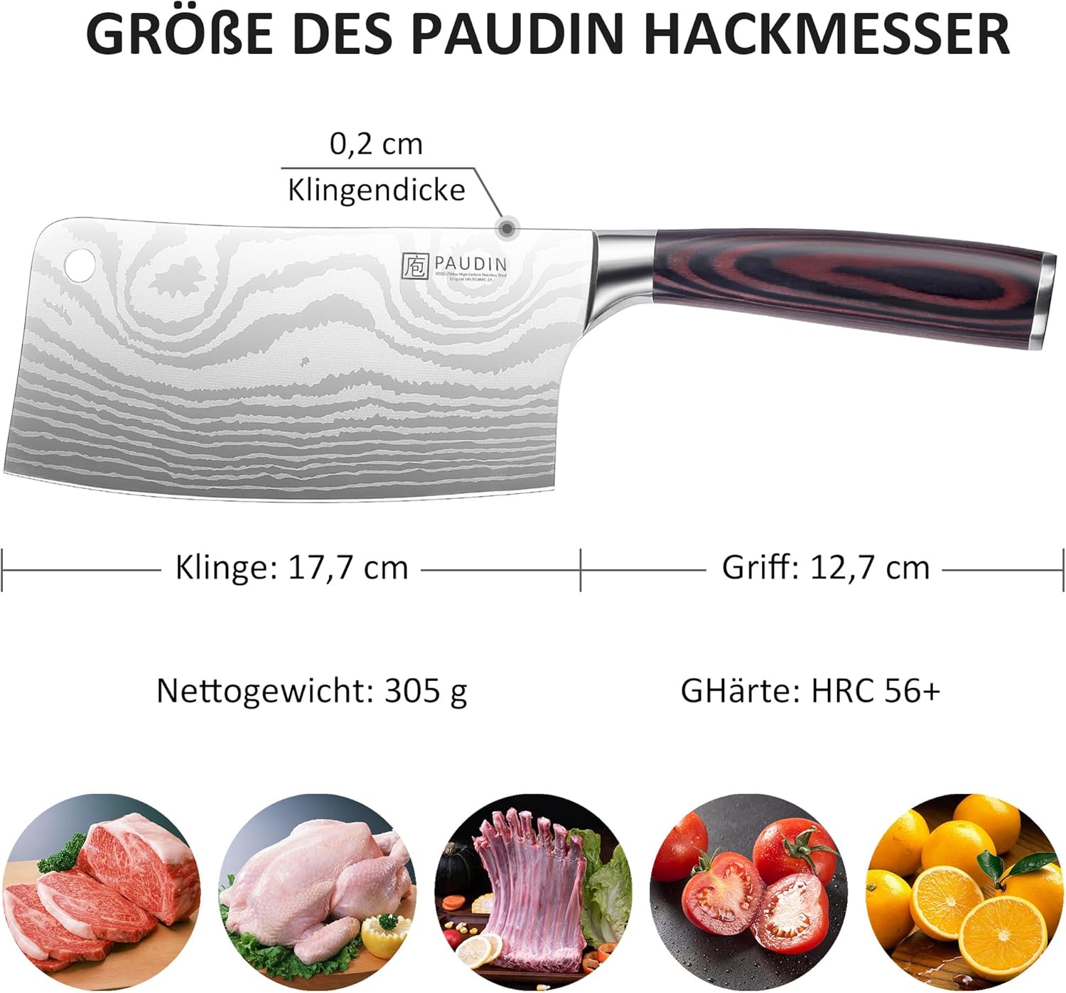 Thumbnail 1 de PAUDIN Hackmesser mit 17-cm-Klinge – nariki/Kochmesser für Hacken, Zerteilen & Gemüse
