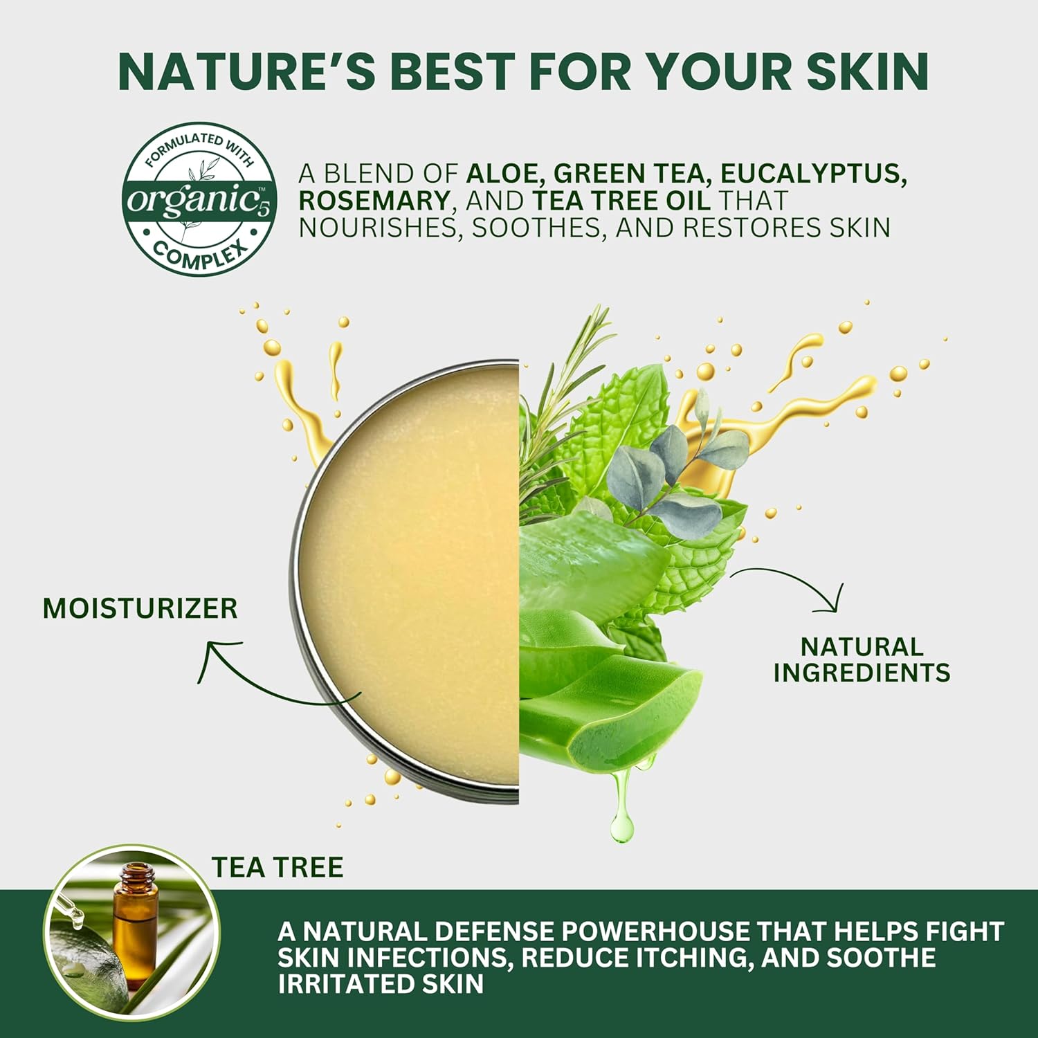 Detalle 2 de KESMEDIK Tea Tree Oil Balm (2-Pack) for Itching, Rashes, Athlete’s Foot, Jock Itch & Dry Skin