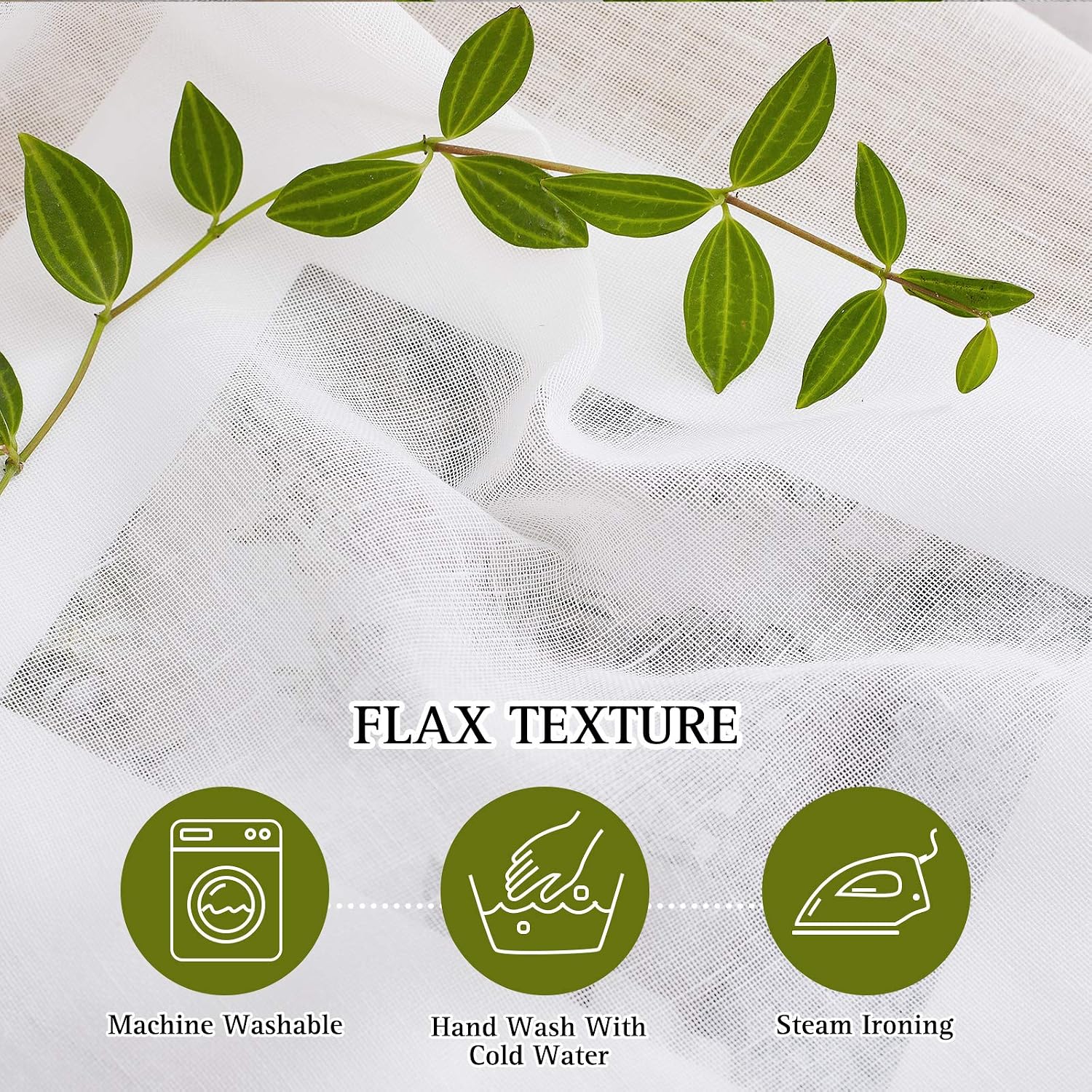 Detalle de NICETOWN White Sheer Linen Curtains (84 inch length) — 2 Panels Set with Grommets