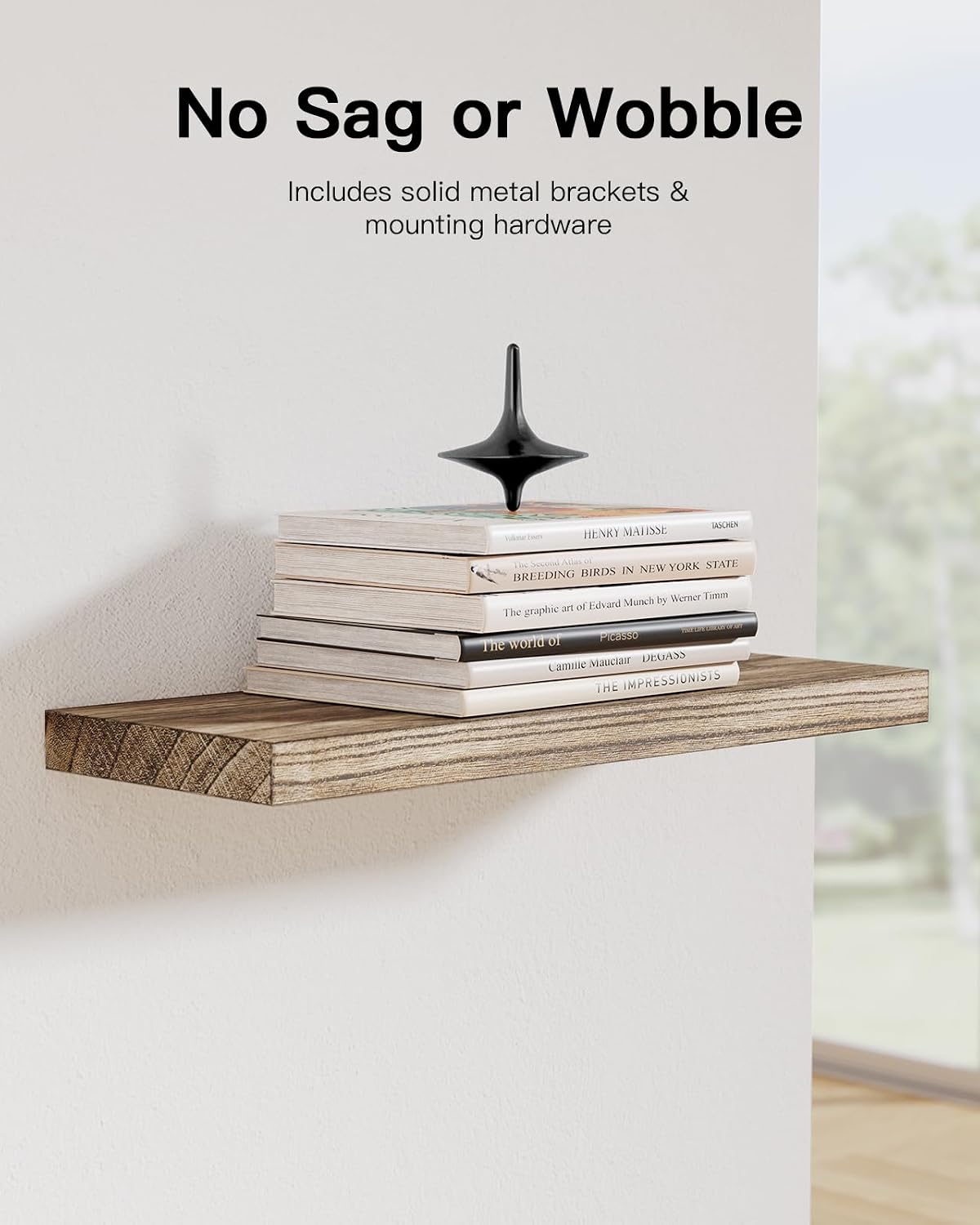 Detalle 2 de AMADA HOMEFURNISHING AMFS40-EU Floating Shelves, Paulownia Wood, Set of 4