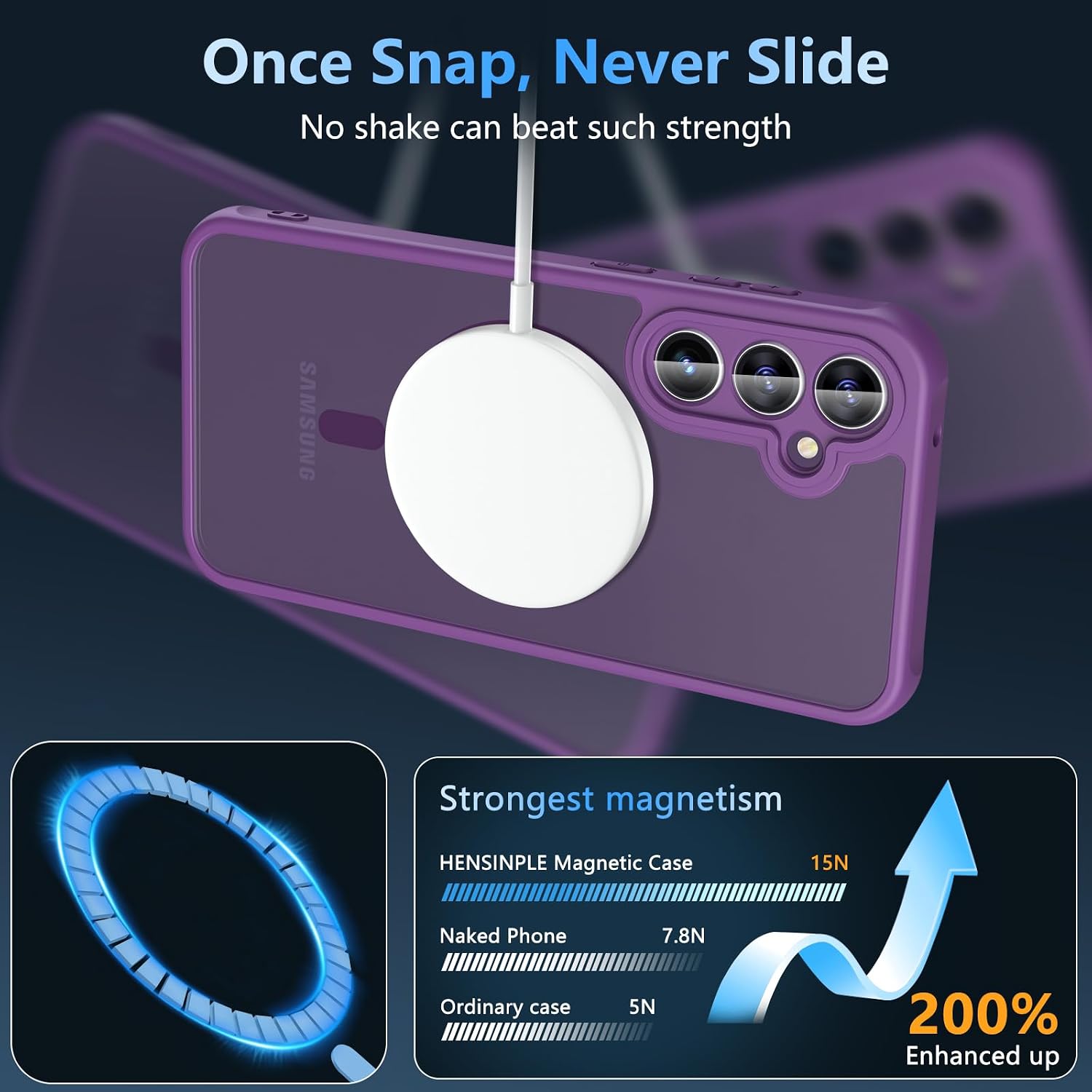 Detalle de Hensinple Samsung S23 FE magnetic case 1 with screen protector