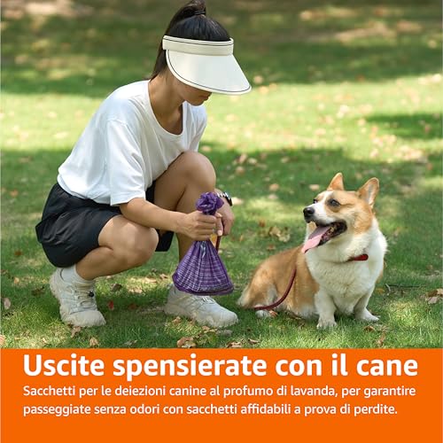 Detalle de Amazon Basics Sacchetti igienici per cani senza dispenser – lavanda, 300 pezzi (20 rotoli × 15 sacchetti) | taglia 33 x 22,9 cm