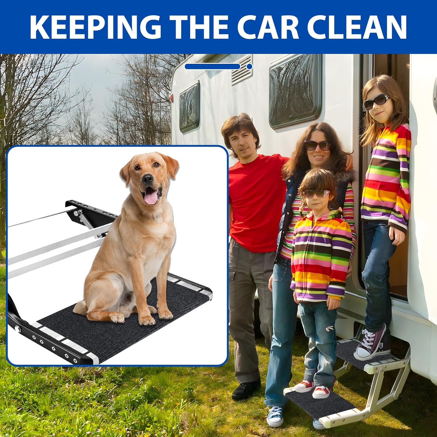Thumbnail 6 de LALAGO 1 Stück Wohnmobil Trittstufen Fußmatte – rutschfeste Anti-Schmutz Matte für Treppenstufen im Wohnwagen