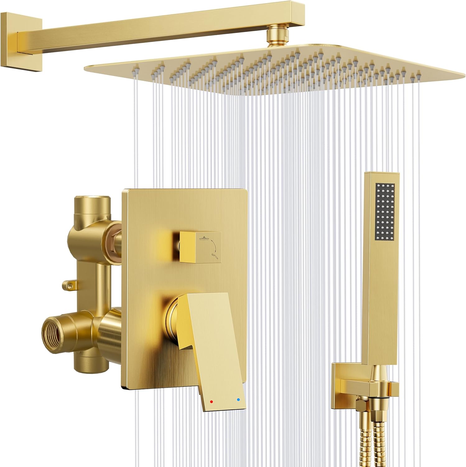 Detalle de Kurpot K103906BG Shower System, 10-Inch Brushed Gold Rain Head and Handheld
