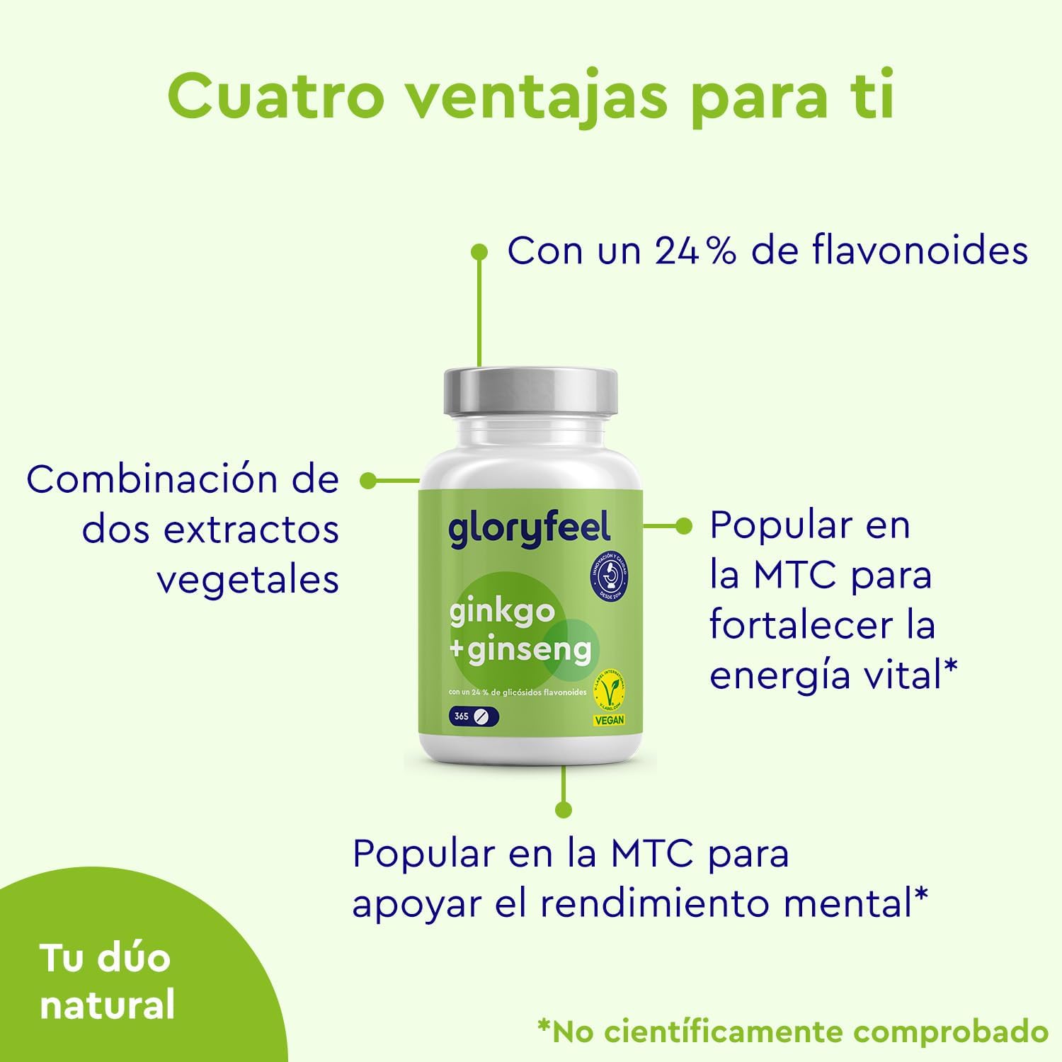 Detalle de Ginkgo + Ginseng 365 tabletas Suplemento vegetal