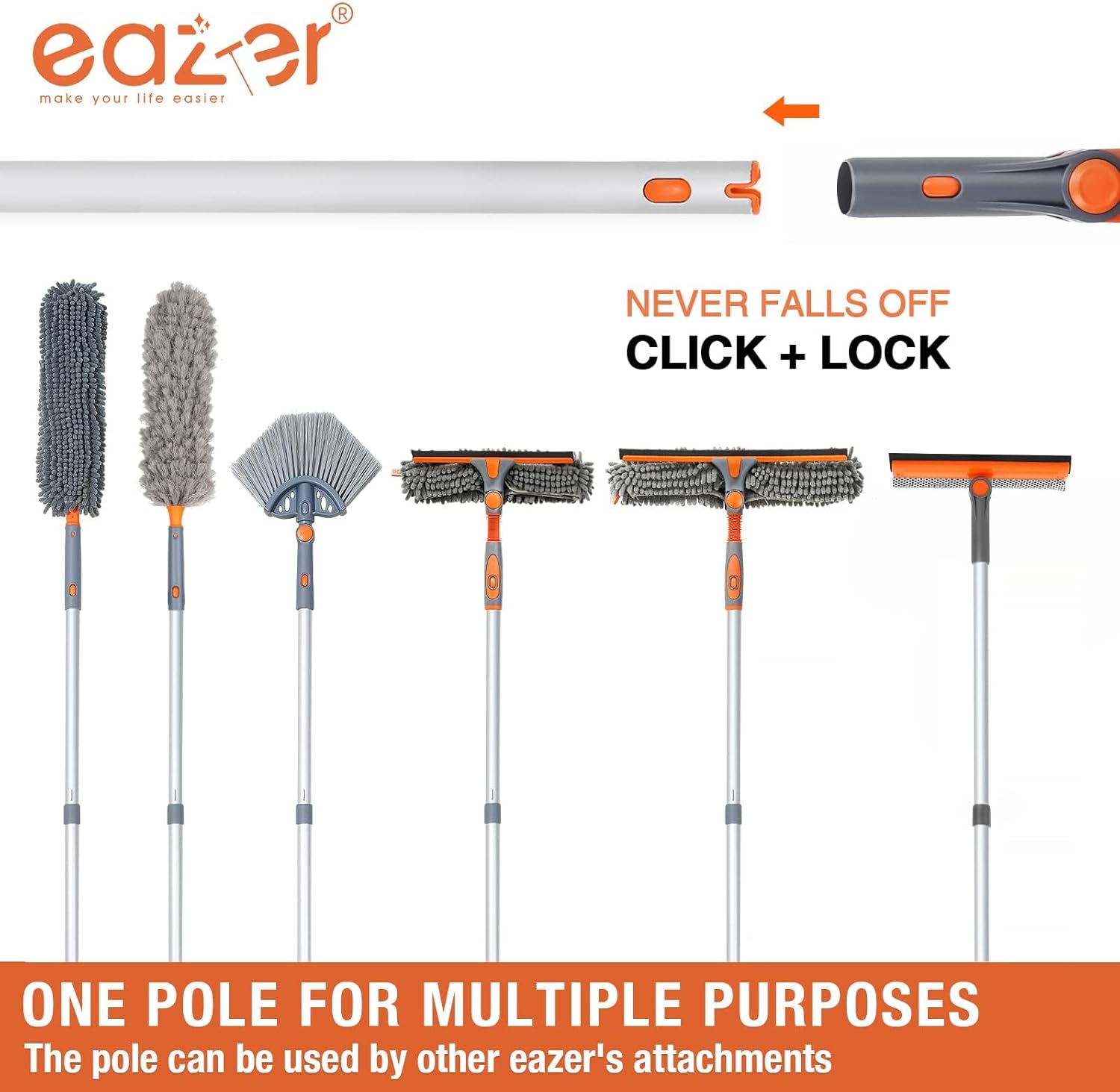 Thumbnail 6 de eazer Professional Window Squeegee 2-in-1 Rotatable with 20''-30'' Extension Pole