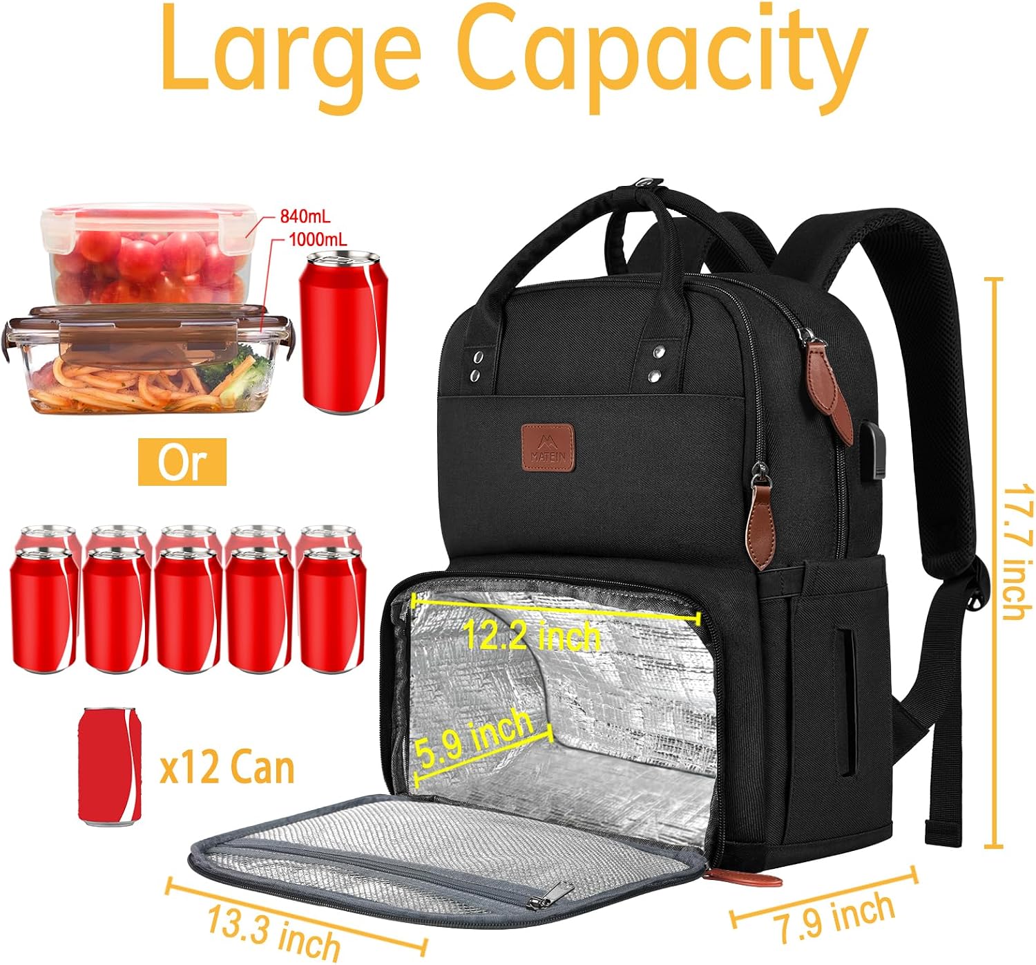 Detalle 1 de MATEIN Mochila Portatil Almuerzo 17"