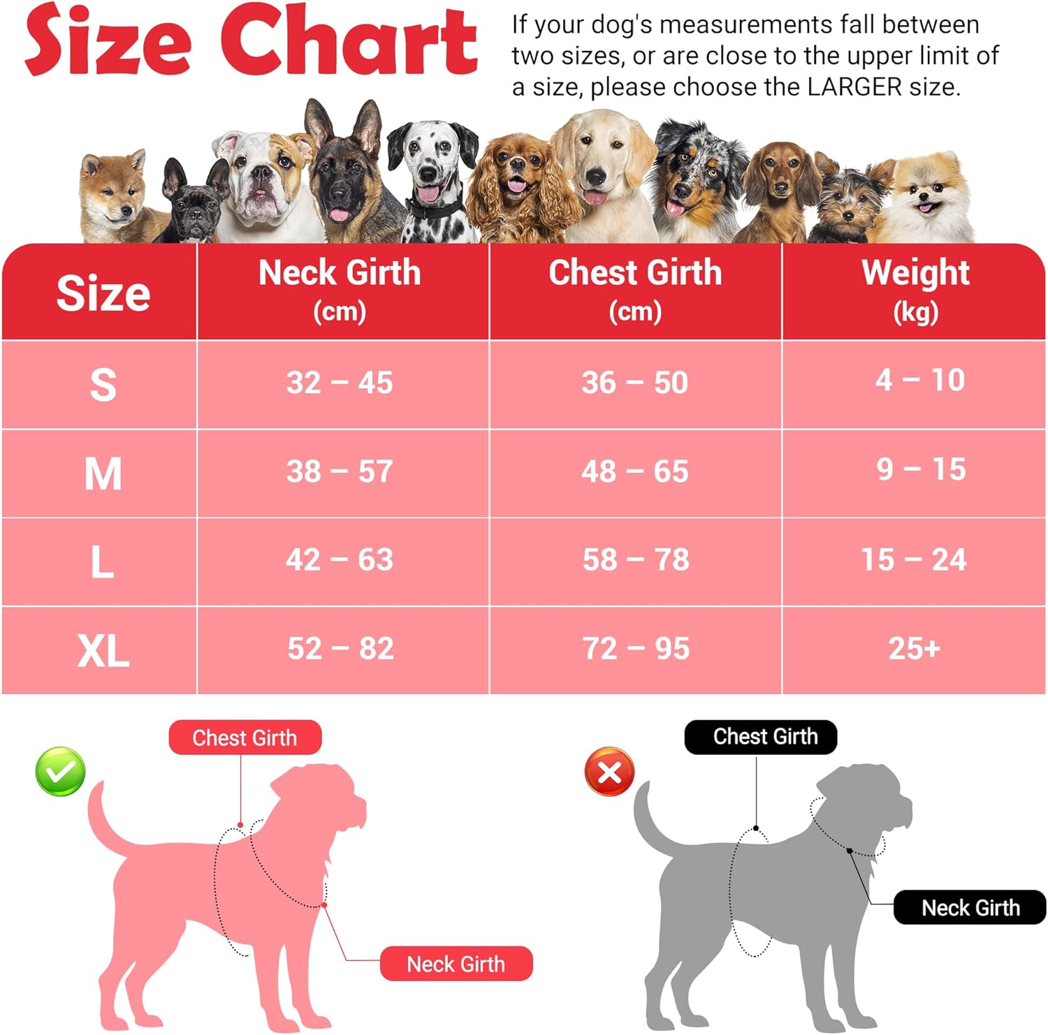 Thumbnail 1 de Funfox Dog Harness for Large Dogs (No-Pull) with Vertical Handle & Front Clip, Padded Reflective Vest – Red L