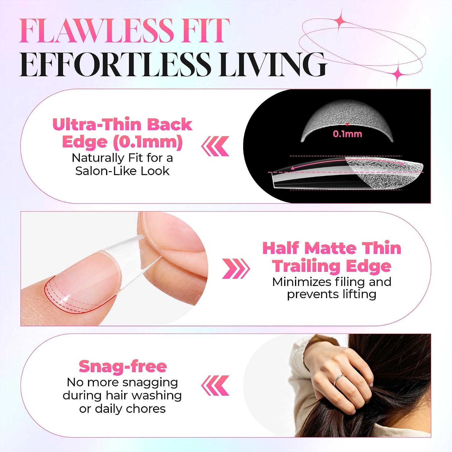 Thumbnail 3 de Luckyfairy Coffin Nail Tips, 15 Sizes