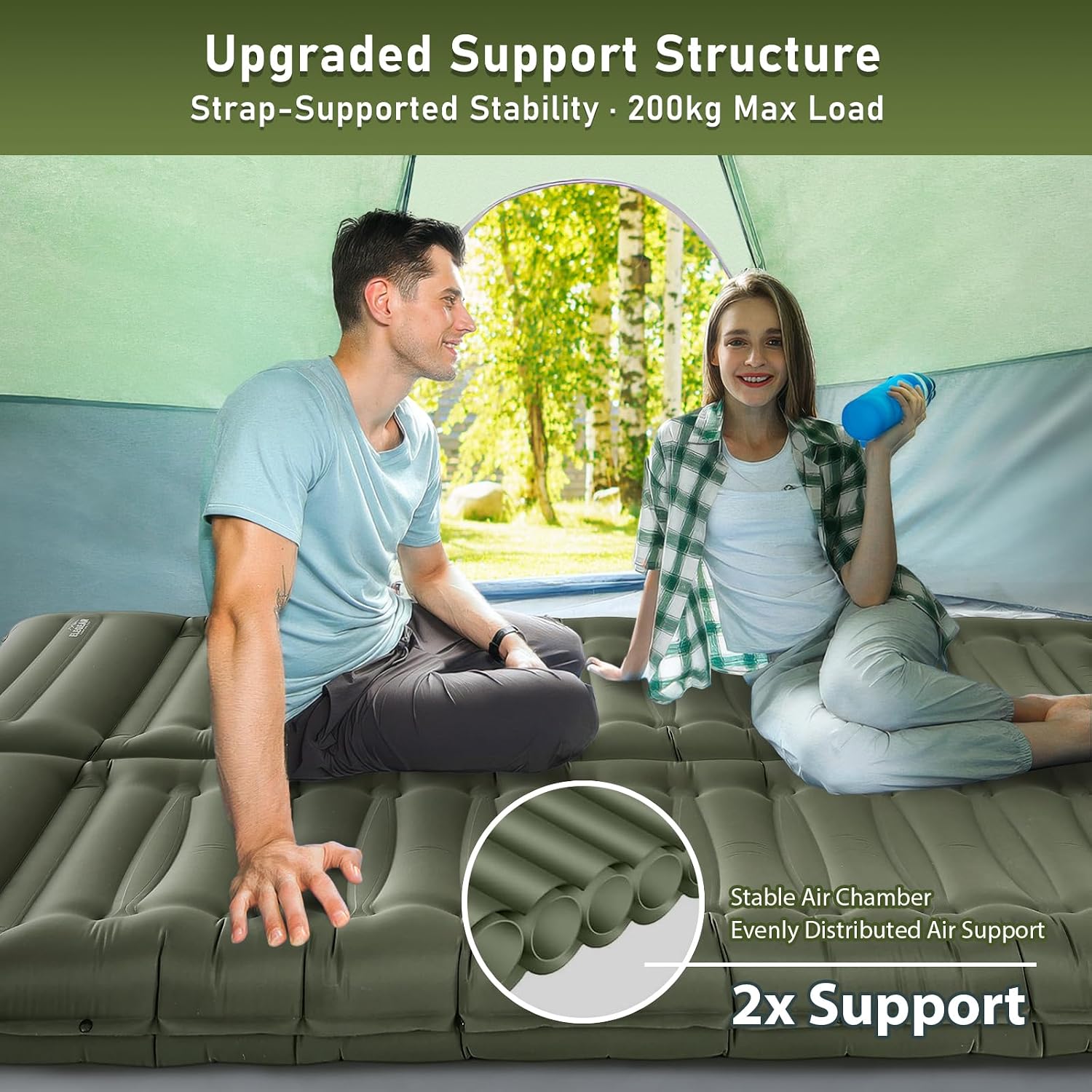 Detalle de Elegear CumbreX Single Camping Mat 14cm: Ultralight, Built-In Pillow and Foot Pump