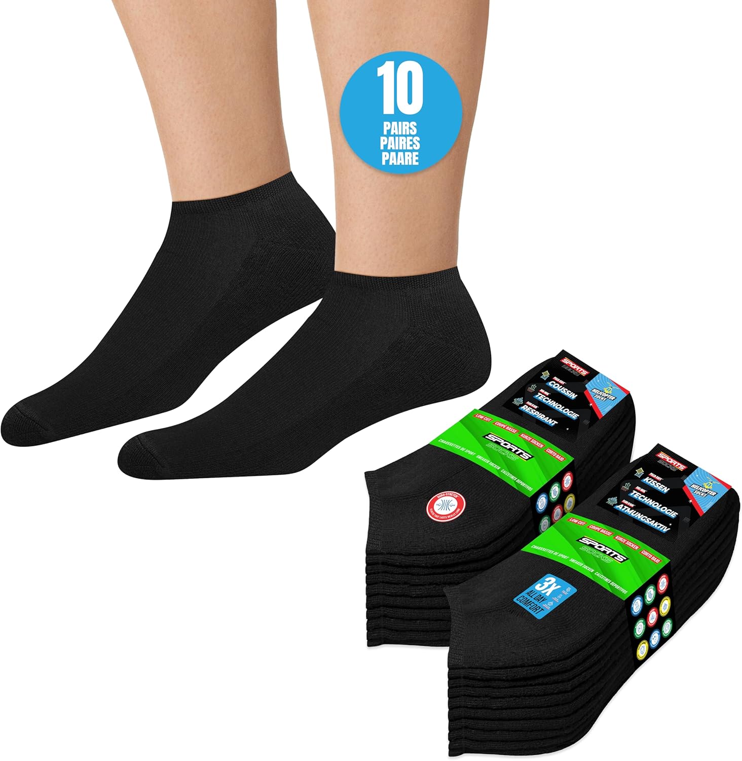 Thumbnail 4 de SOXCO 10 paia di calze corte sportive da uomo e donna con tecnologia traspirante