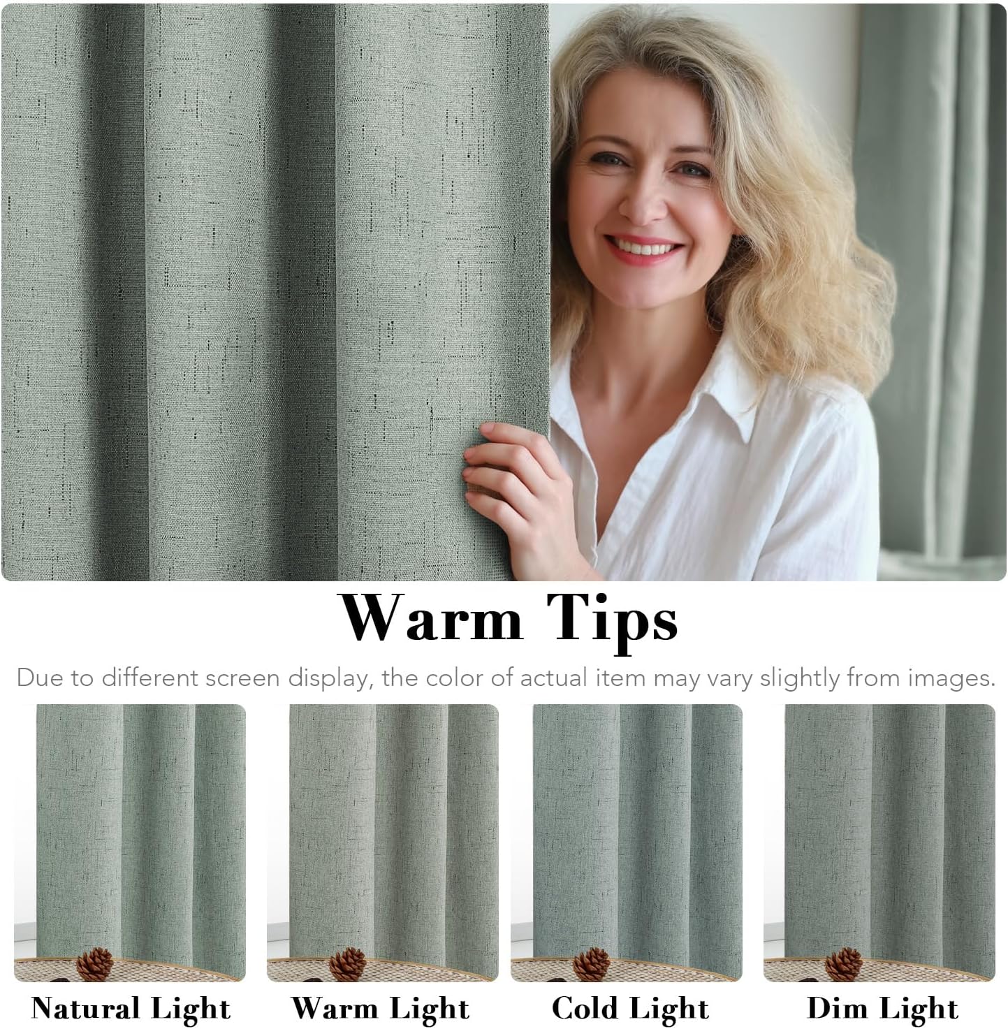 Thumbnail 4 de H.VERSAILTEX Linen Blackout Curtains (2 Panels) 108 Inches Long, Thermal Insulated Grommet Drapes
