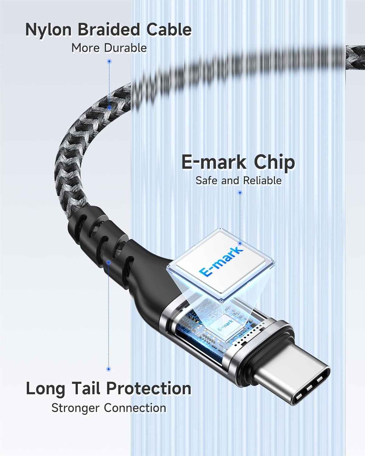 Detalle 2 de NINGKPOW 100W 3‑in‑1 Multi Charging Cable 50cm