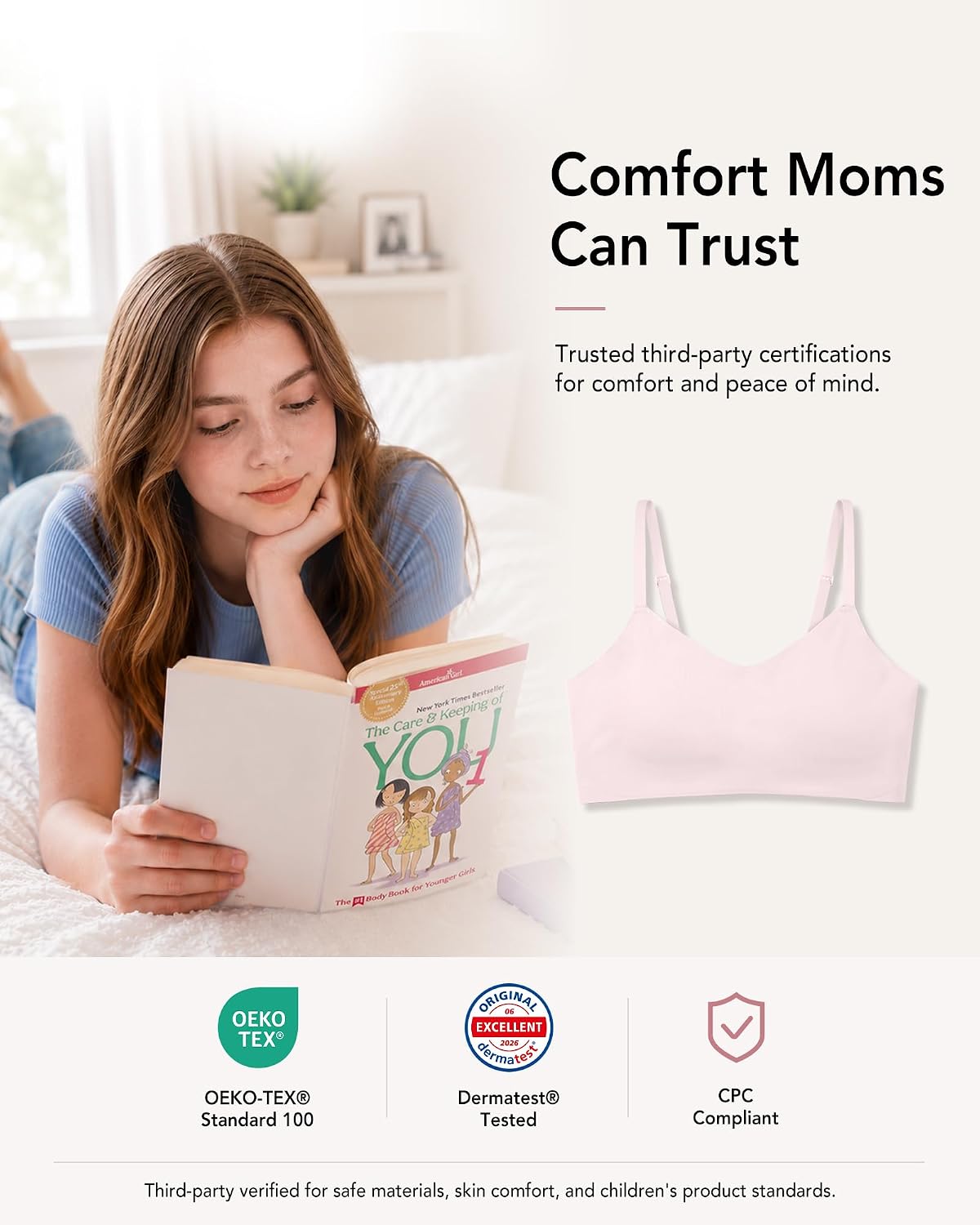 Detalle de SALIA GIRL Training Bras for Girls with Soft Fixed Padding and Seamless Comfort