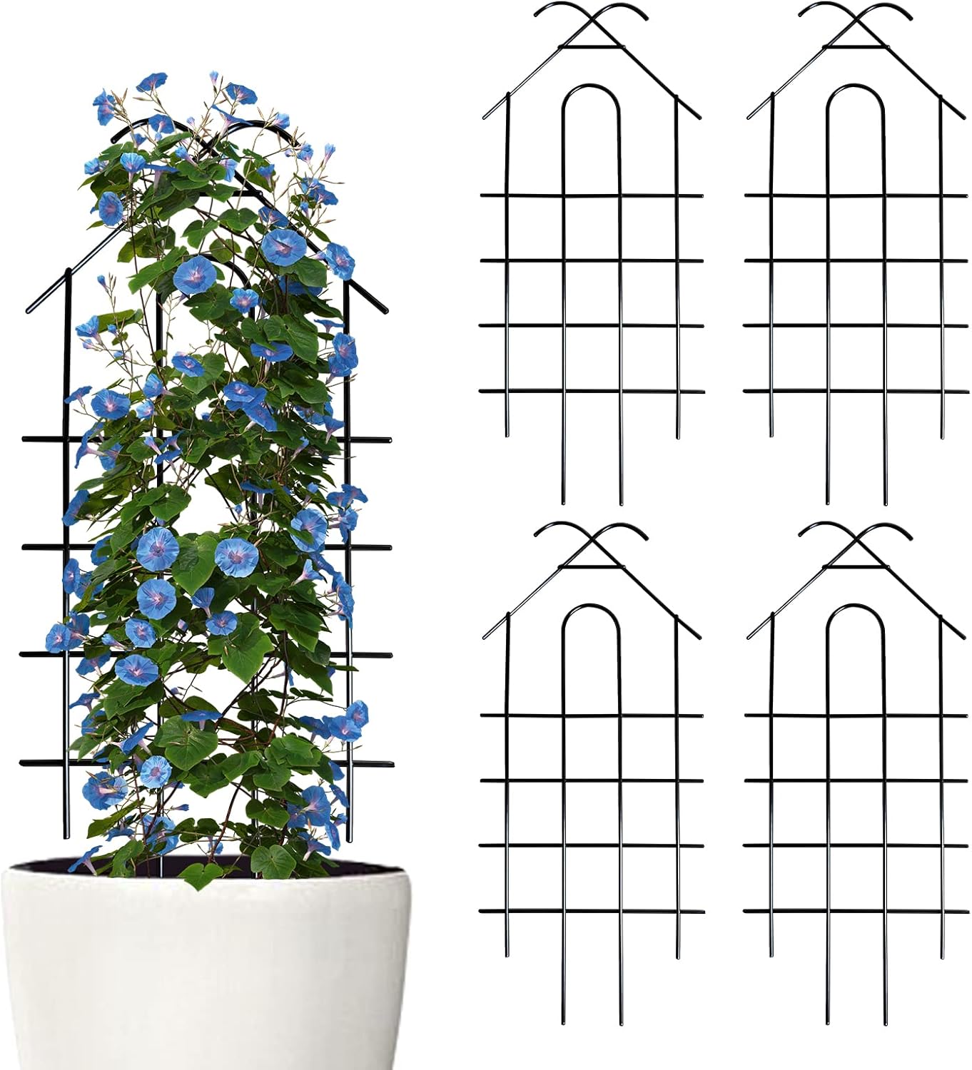 Detalle de ARIFARO Garden Trellis 32 inch (81 cm) – 4 Pack of Rust-Resistant Metal Plant Trellis
