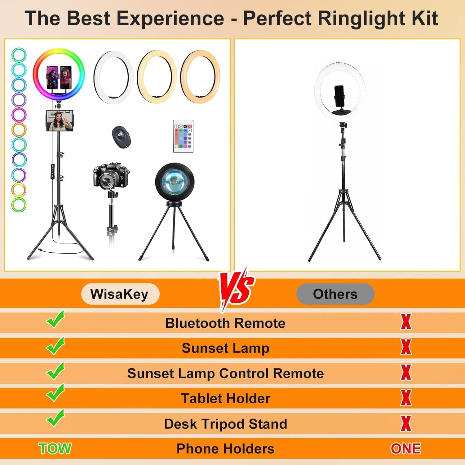Thumbnail 5 de 13" Selfie Ring Light 76" Stand, 51 Modes