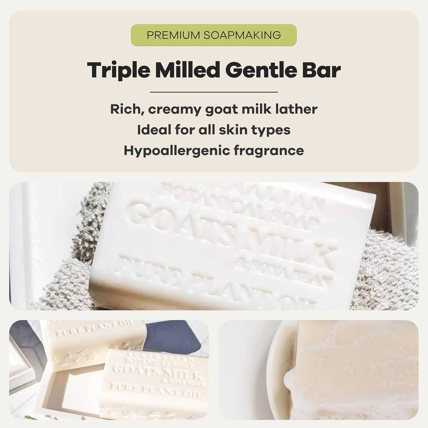 Thumbnail 3 de Australian Botanical Goat Milk Soap Bars (6.6 oz) — Pack of 8 with Shea Butter & Soya Bean Oil