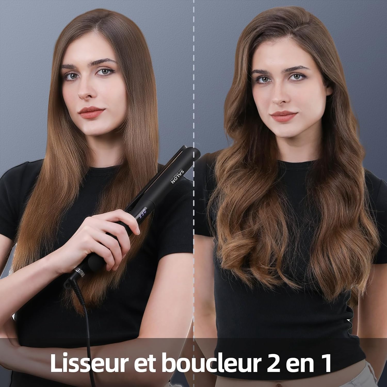 Detalle de Dekuri Titanium Fer à Lisser-Boucler 2-en-1 Ionique — Chauffage rapide, écran LCD et titanium 1