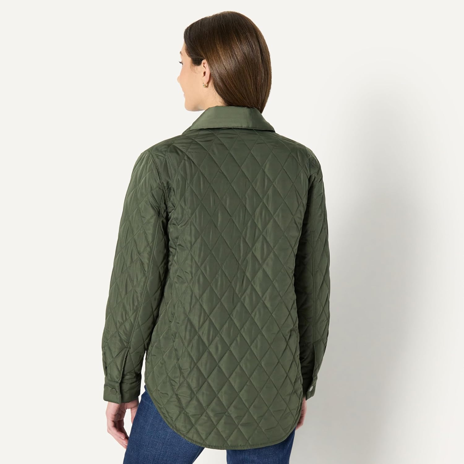 Detalle de Amazon Essentials Women's Relaxed-Fit Long Quilted Jacket with Snap Closure