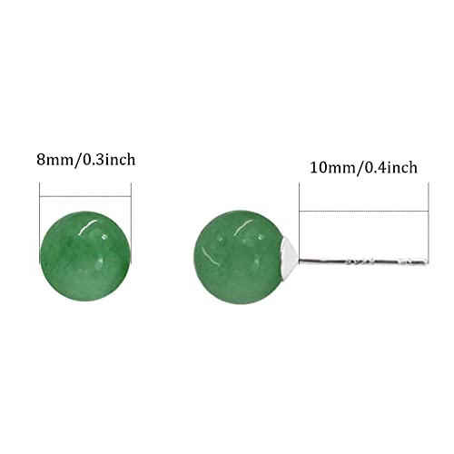 Thumbnail 1 de Weviway Jade Earrings Studs – 8mm Dark Green Jade with 925 Sterling Silver, Handmade Gift