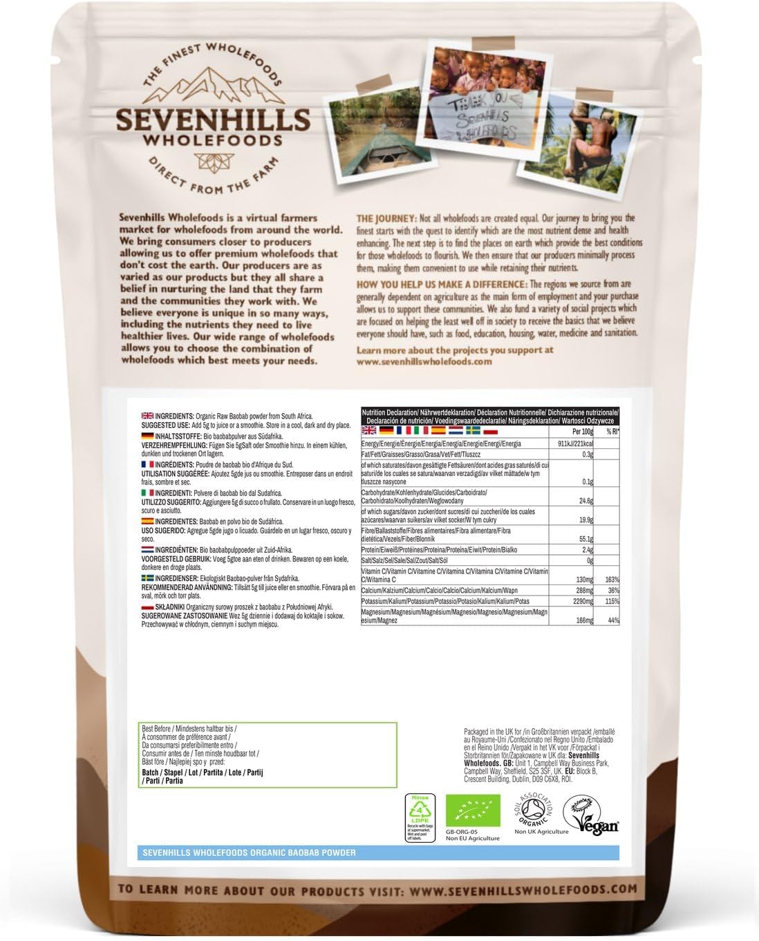 Thumbnail 1 de Sevenhills Wholefoods Baobab en Polvo Orgánico 1kg 🍃