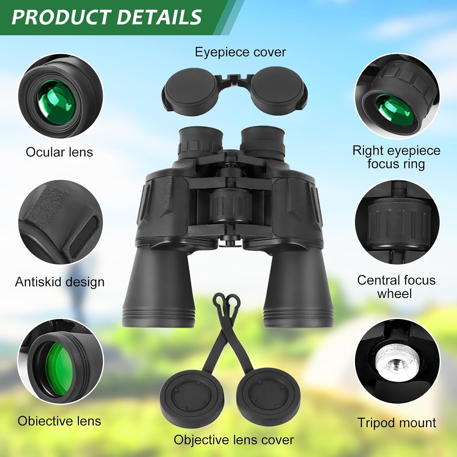 Detalle 2 de Lupxiu 20x50 High Power Binoculars for Adults with Waterproof Design, BAK4 Prisms & FMC Lens