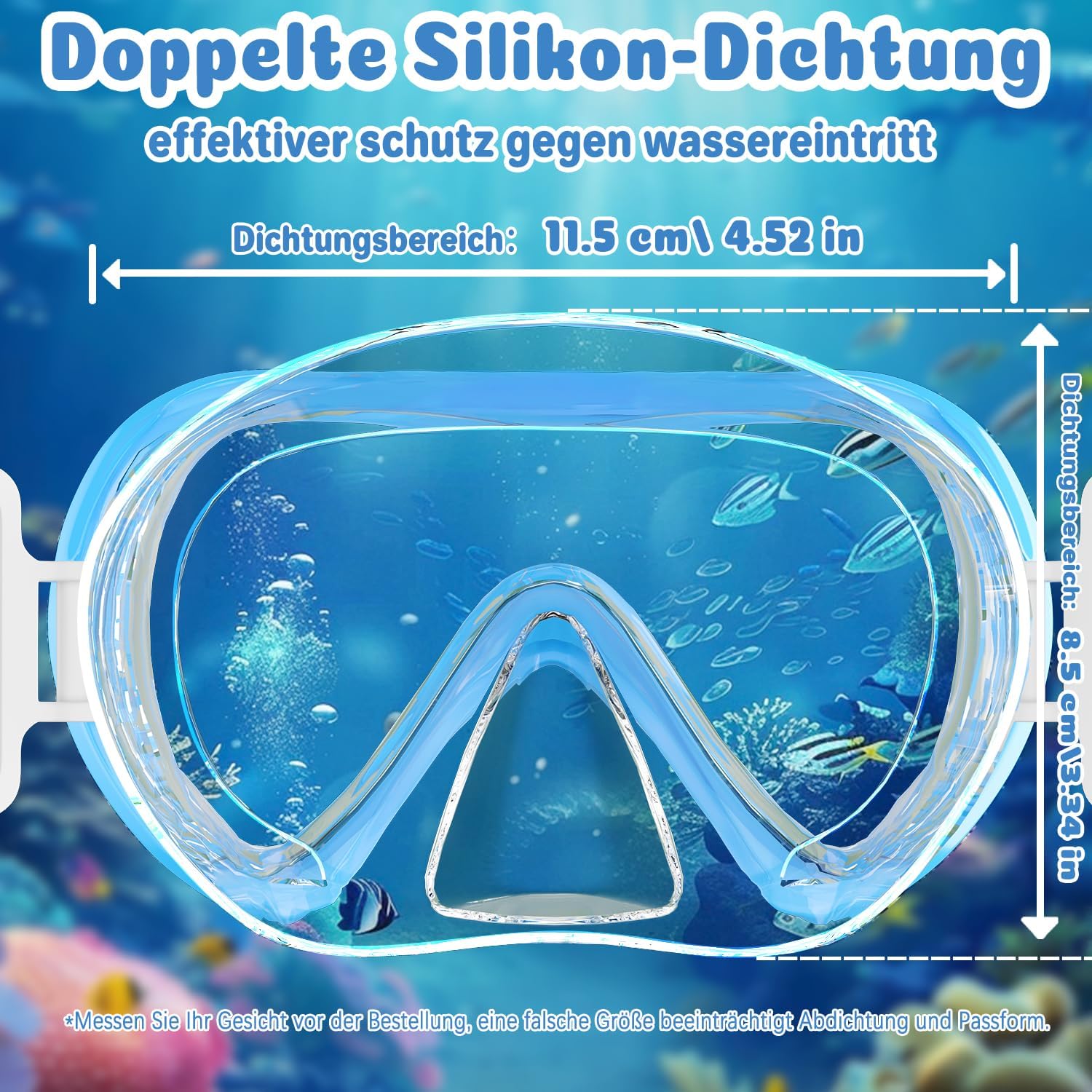 Thumbnail 4 de COOLOO Kinder-Taucherbrille mit Stoffband, Nasenabdeckung und Anti-Beschlag-Glas (180° Panorama) für 4–16 Jahre