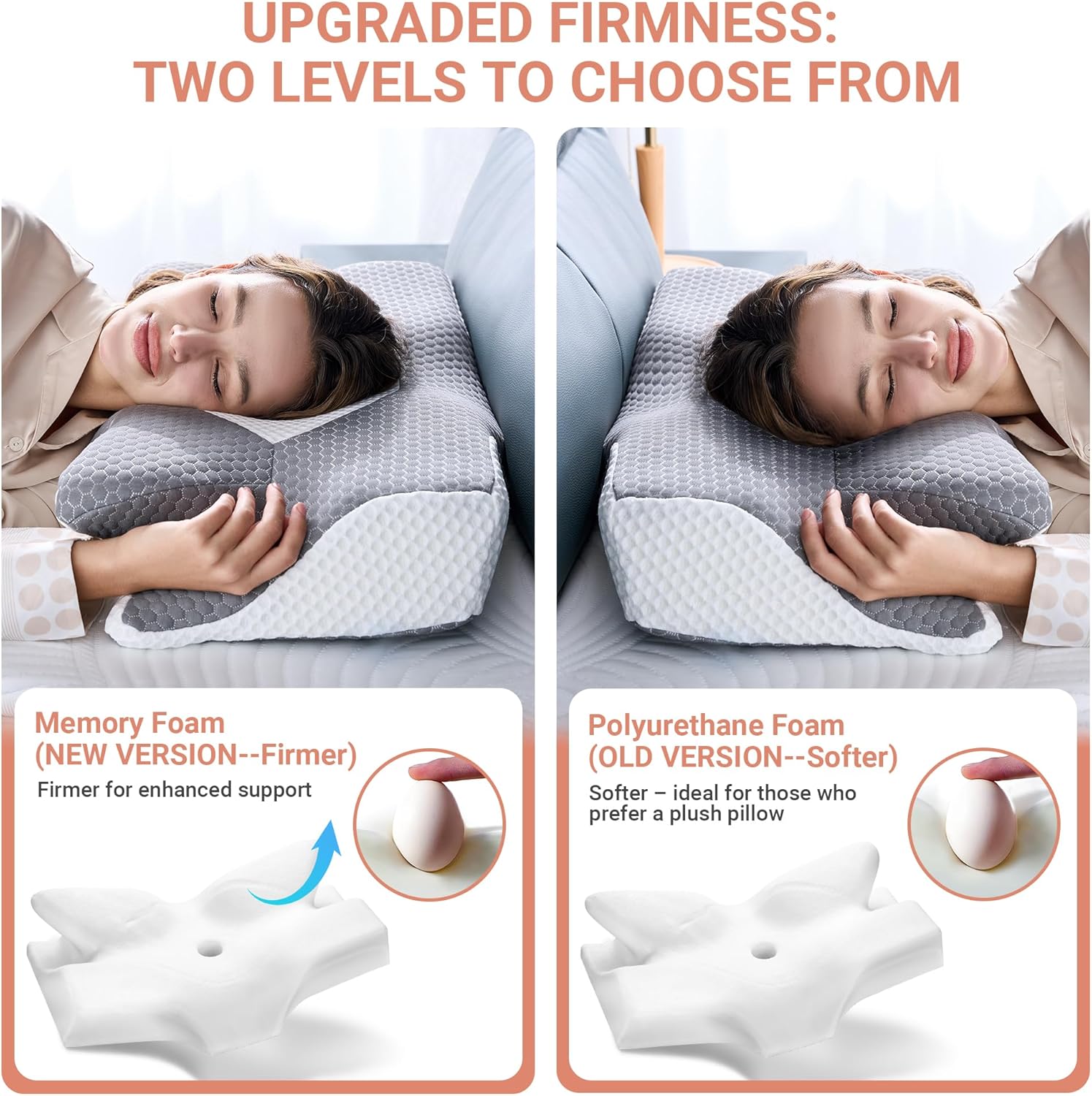 Detalle 2 de Elviros Almohada Cervical Memory Foam 💤 64x40x13/11.5 cm