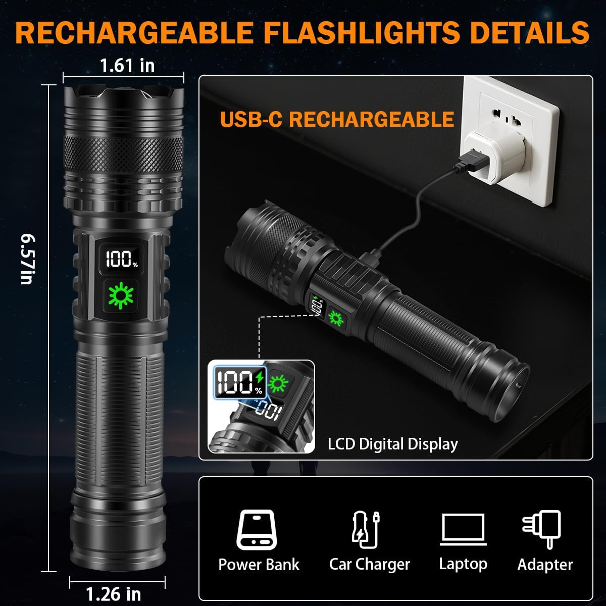 Thumbnail 2 de 9900FL Rechargeable Flashlight 3-pack 🔦