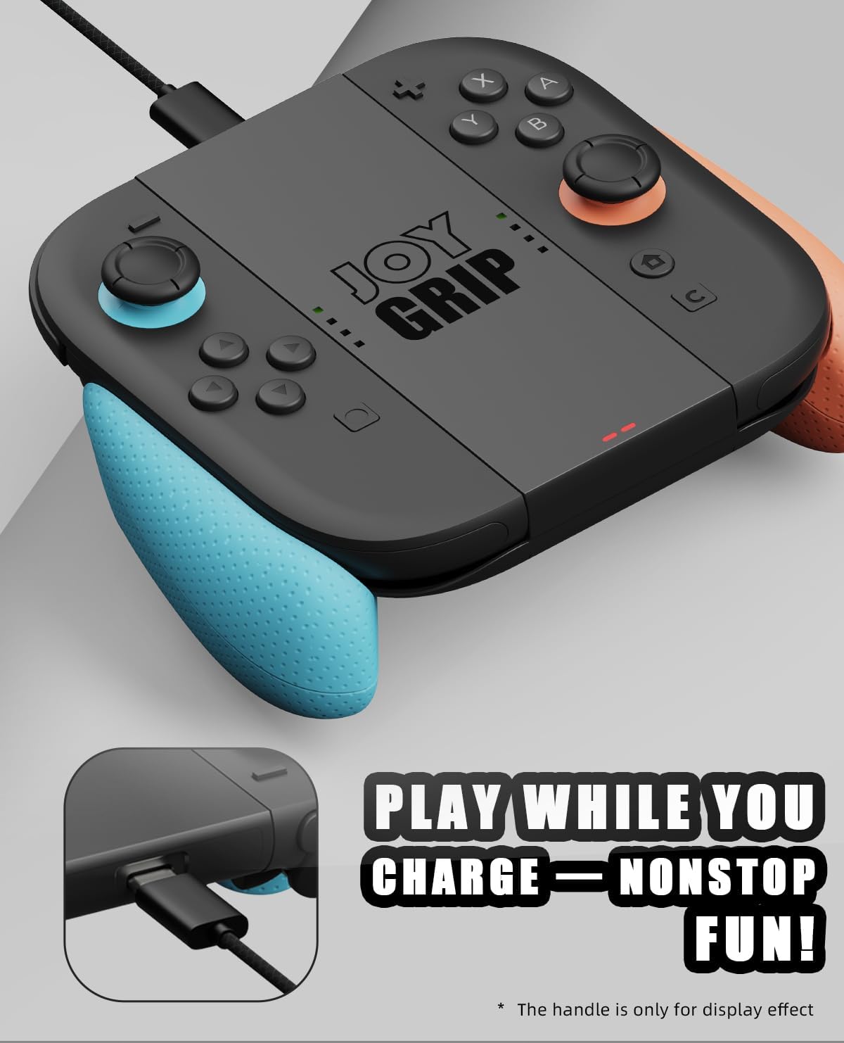Detalle de SAVAGE RAVEN JoyGrip for Nintendo Switch 2 Joy-Con Controller by Skull & Co. — Rechargeable, Interchangeable Grips, Black