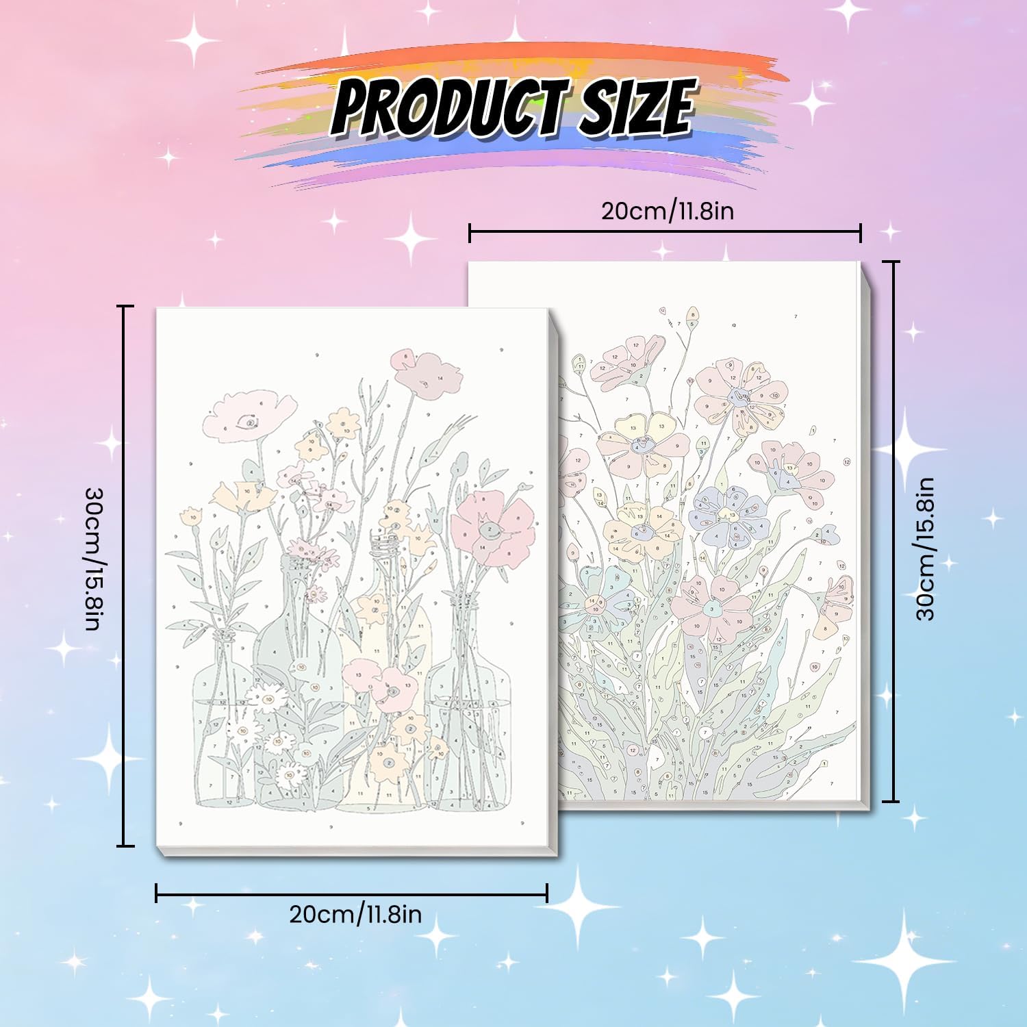 Thumbnail 4 de Yveszomi 2 Pack Paint by Numbers for Adults with Frame – Flowers 8x12in