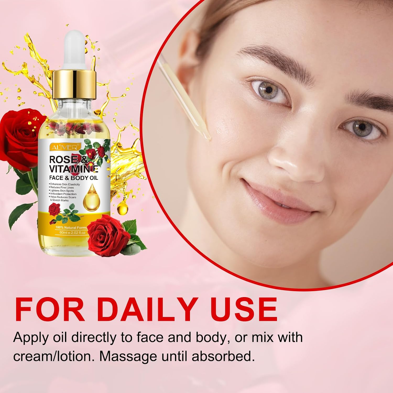 Thumbnail 5 de Rosenöl Gesicht mit Rosenblüten 60ml