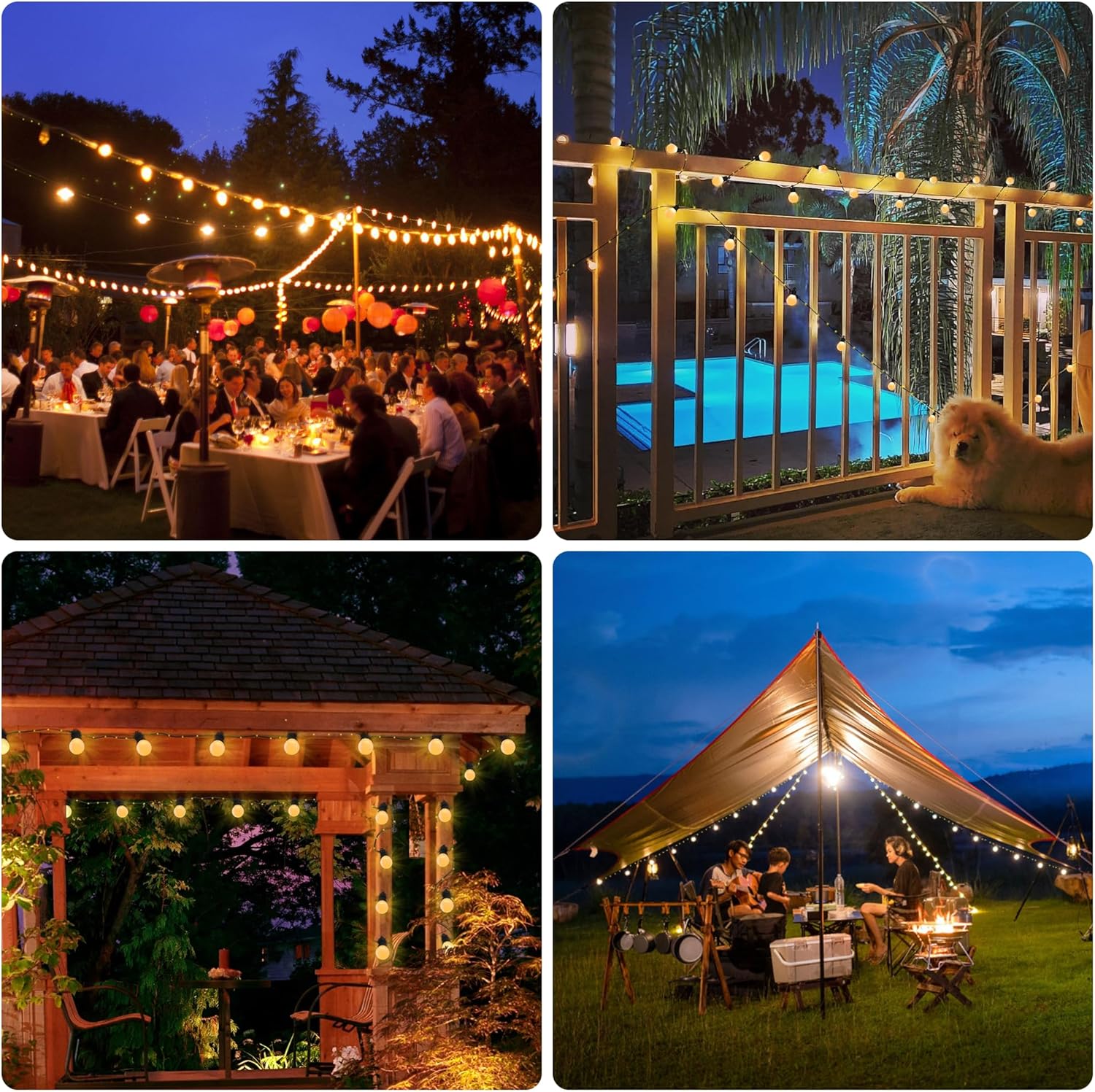 Thumbnail 6 de Tacobey Solar String Lights Outdoor Garden (32.8Ft/10m, 100 LED, 20 shatterproof G40 bulbs) – Warm White