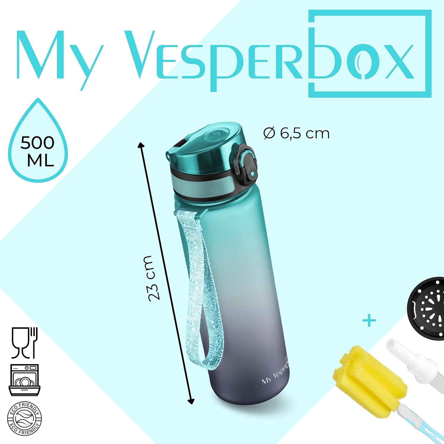 Thumbnail 1 de My Vesperbox® Trinkflasche Kinder 500 ml – auslaufsicher, kohlensäuregeeignet inkl. Ersatzdichtung
