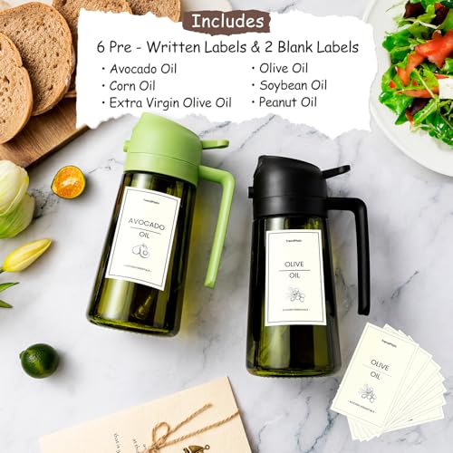 Detalle de TrendPlain Spruzzino Olio per Friggitrice ad Aria 470 ml – Oliera Spray 2 in 1, Nero