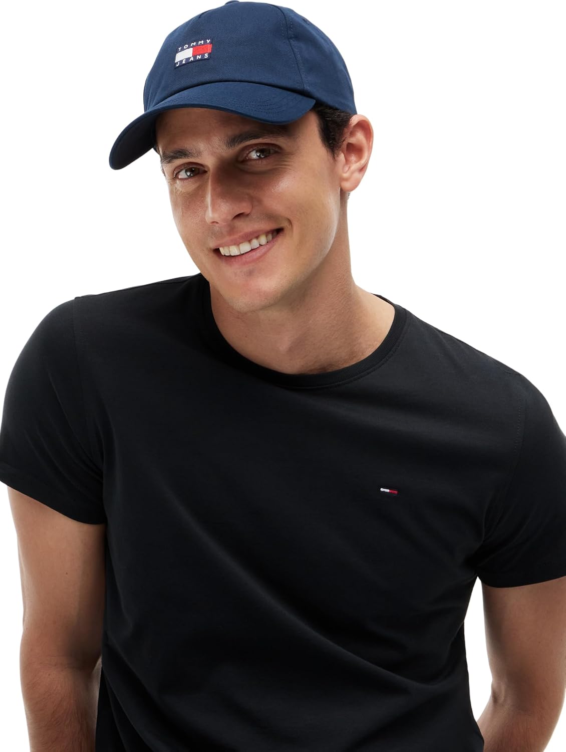 Detalle de Tommy Jeans TJM Xslim Jersey Tee Dm0dm04411, maglietta nera a maniche corte, taglia M