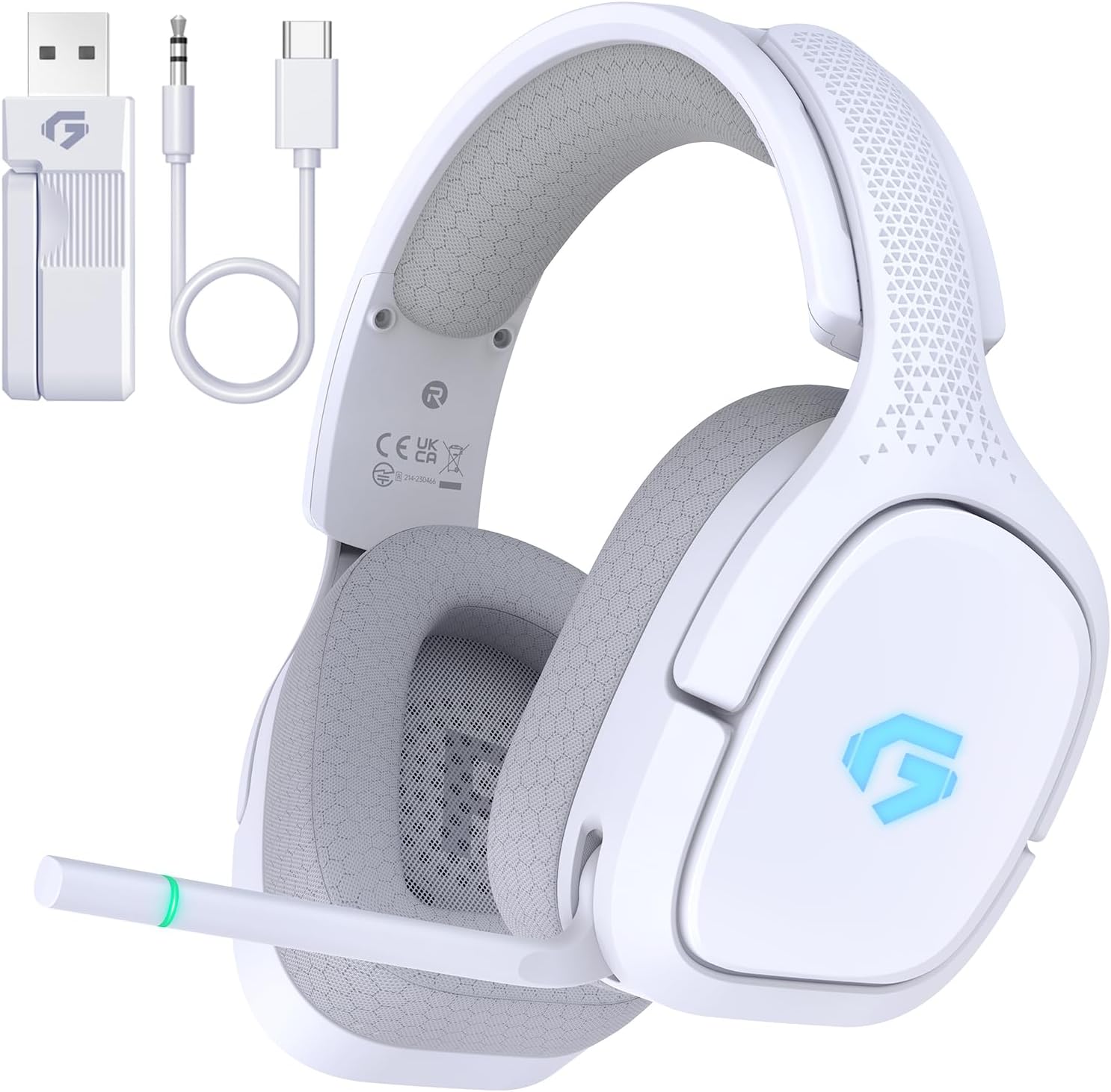 Detalle de Gvyugke Wireless Gaming Headset for PS5/PS4/PC/Switch — 2.4GHz USB-C, Bluetooth 5.3, 50mm Drivers