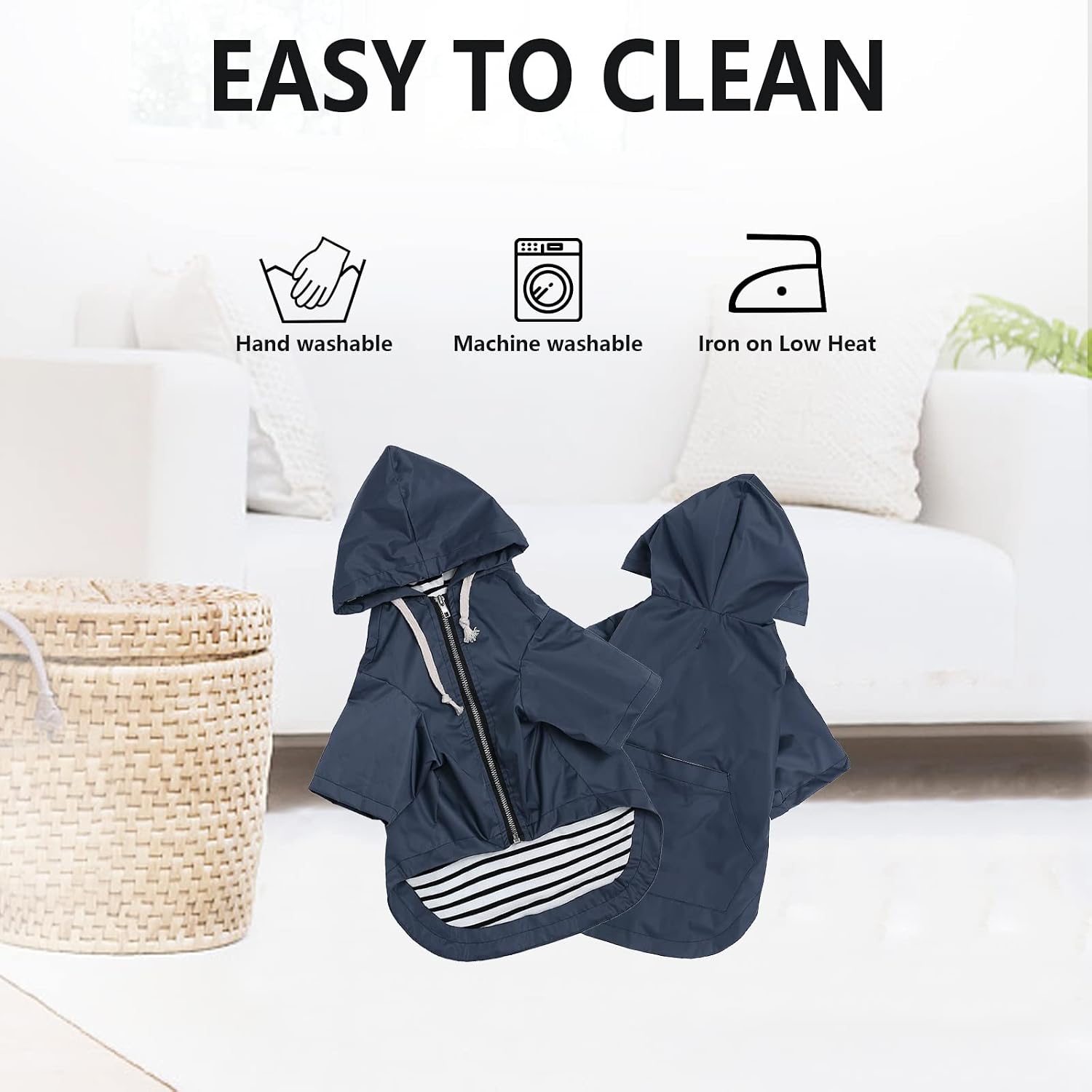 Thumbnail 6 de Dog Raincoat with Legs for Small to Medium Dogs – Navy, Zip Closure, Harness Hole