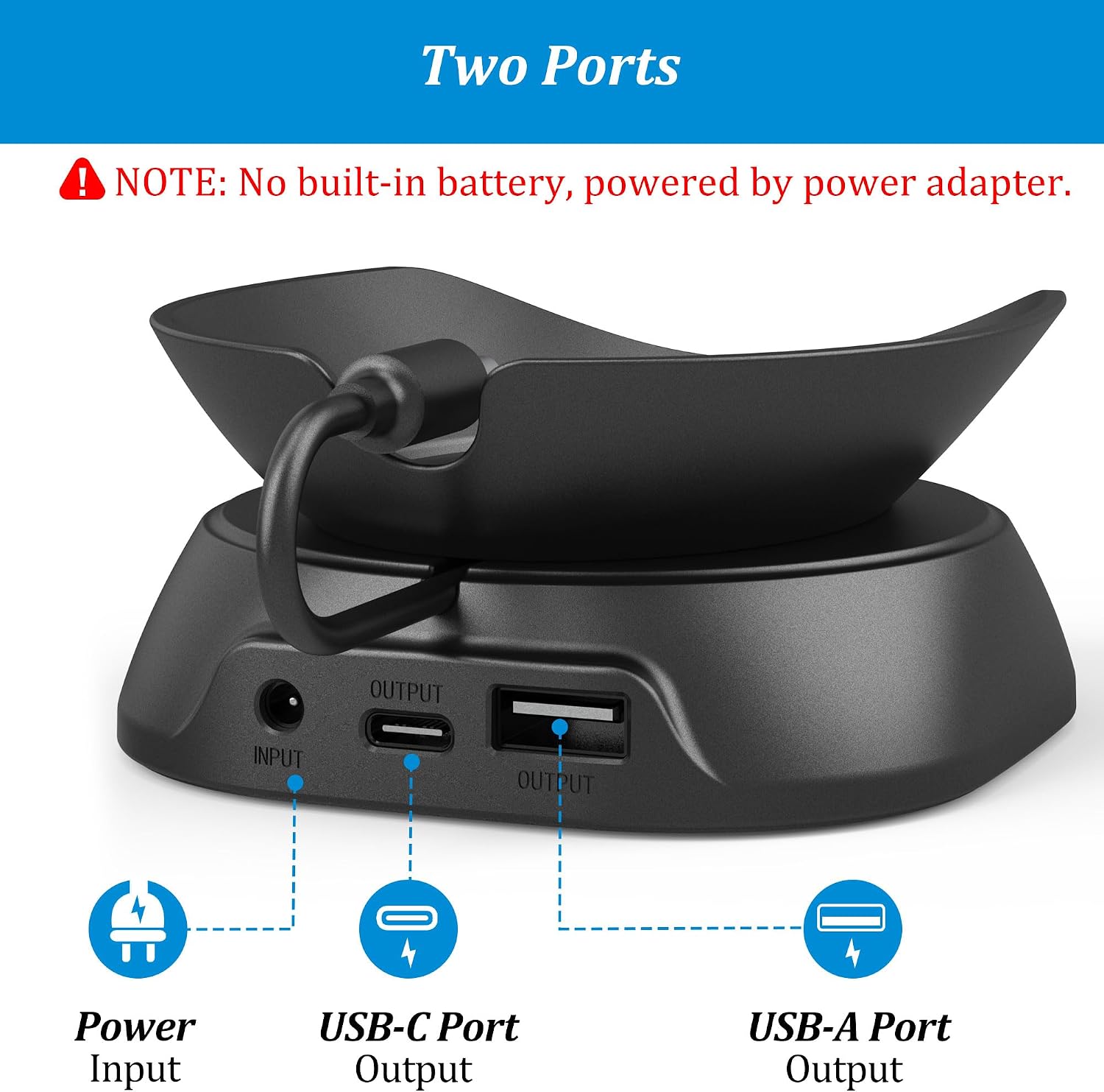 Detalle de PlusAcc Stand for Spot and Smartphones – Desktop Holder with USB-C and USB-A Charging Ports (Black)
