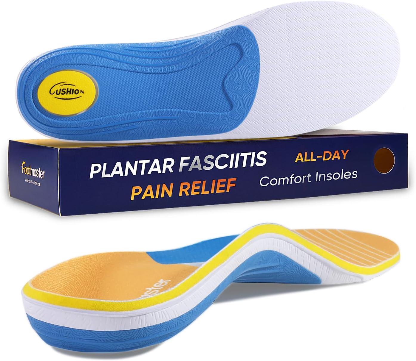 Detalle de FootMaster ProMax Orthotic Insoles for Plantar Fasciitis & Heel Pain (Heavy-Duty Arch Support)