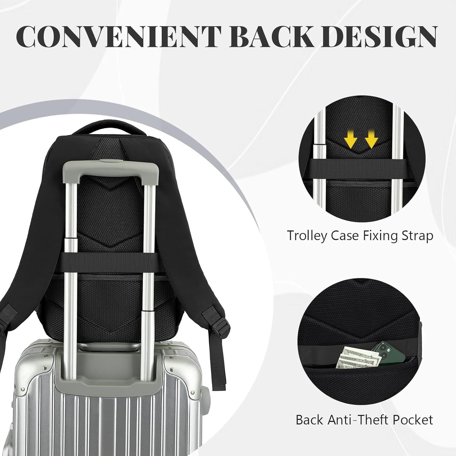 Thumbnail 3 de Hayayu British Airways Cabin Bags 55x40x20cm 44L Travel Backpack – Underseat Laptop Bag for 15.6 inch, Water Resistant