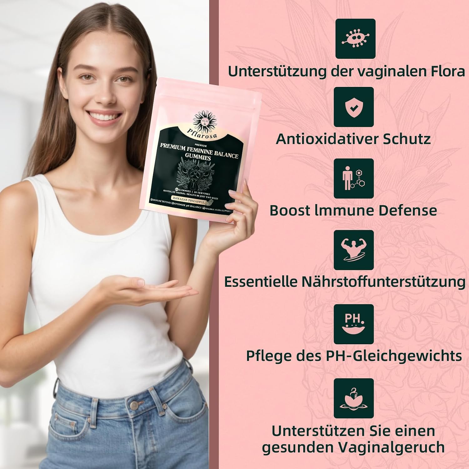 Thumbnail 4 de Feminine Balance Gummies mit Ananas & Vitamin C – vegan & zuckerfrei, 60 Stück (30 Portionen)