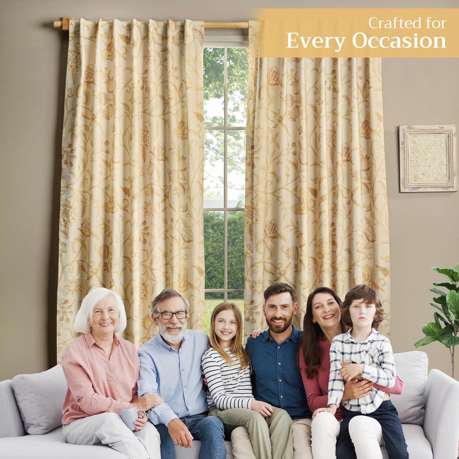 Thumbnail 4 de Maison d' Hermine 100% Cotton Light Filtering Curtain Panels (Cream, 50" W x 124" L)