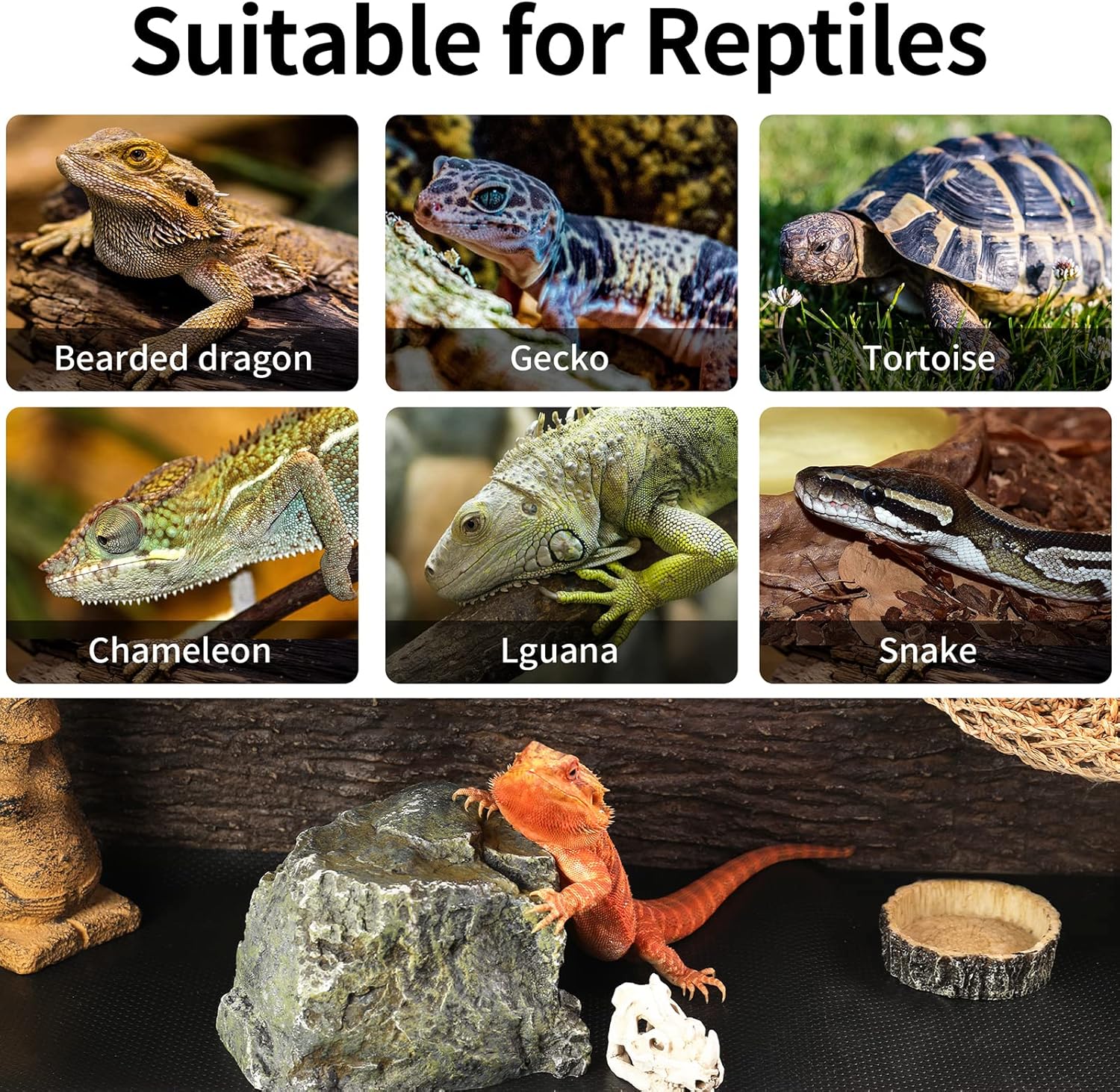 Detalle de SISIPAI LIFE Reptile Carpet substrate liner (45 x 90cm) for terrariums – non-adhesive mat for bearded dragons, leopard geckos, turtles, snakes