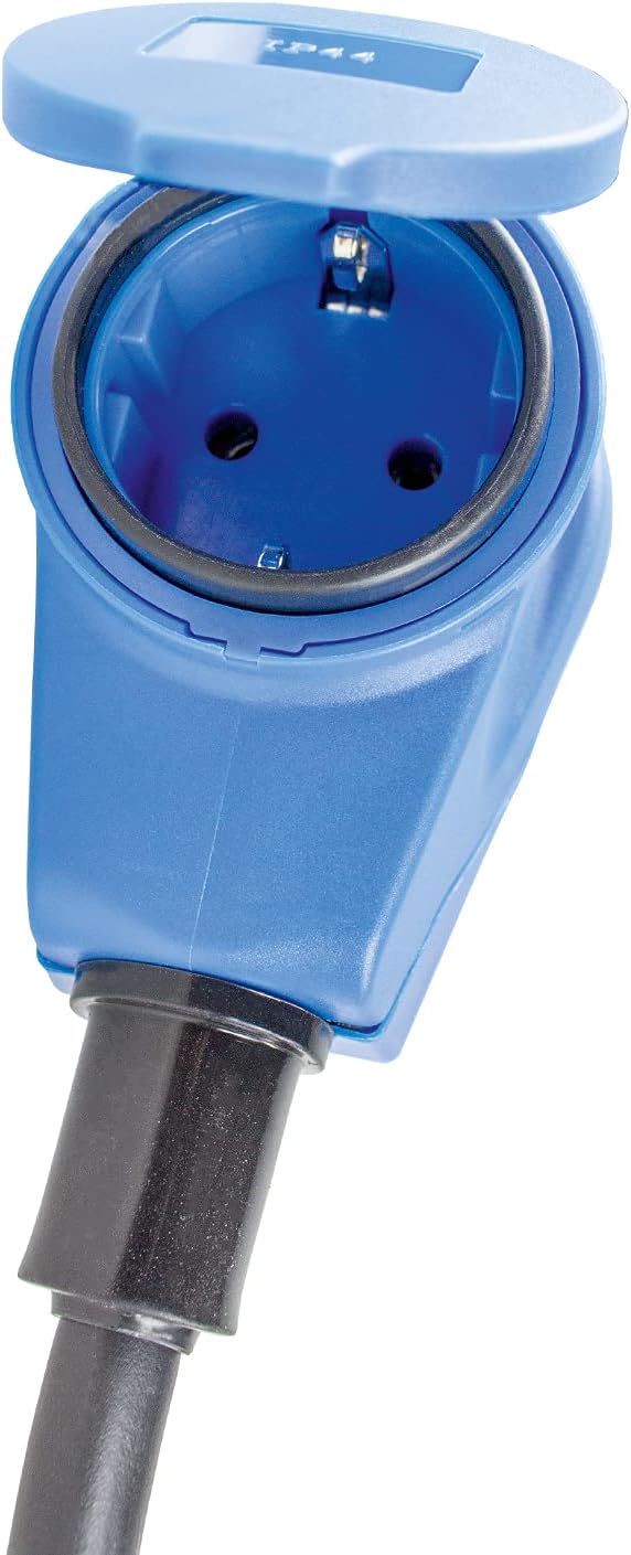 Detalle de as - Schwabe CEE Winkelkupplung Camping Kupplung 230 V, 16 A, 3-polig, IP44, schutzkontaktsteckdose, blau (60474)
