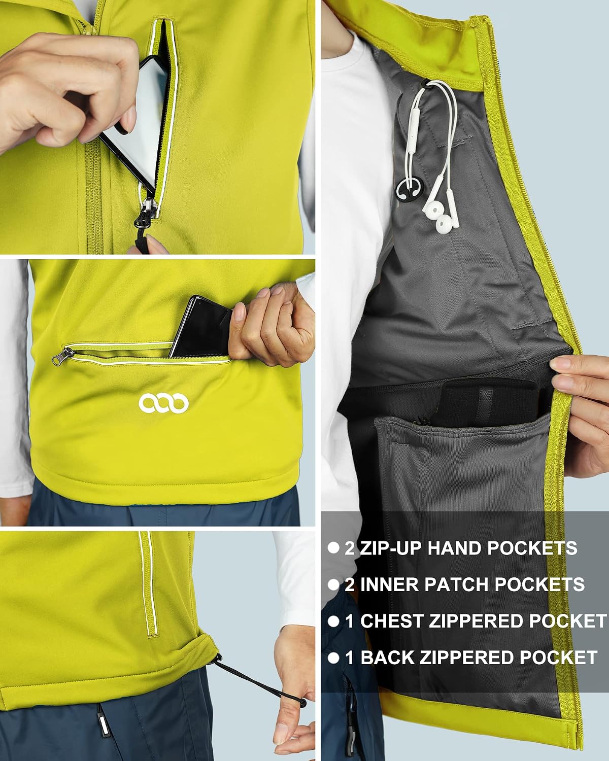 Detalle de 33,000ft leichte Softshell-Weste für Herren – wind- und wasserdicht, atmungsaktiv (Lauf-/Rad-/Outdoorweste)