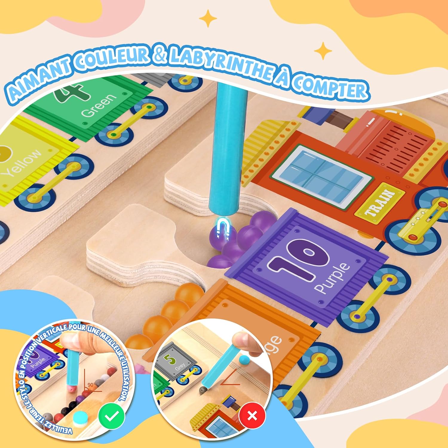 Thumbnail 1 de Jouets Montessori labyrinthe magnétique chiffres et couleurs pour enfants dès 3 ans