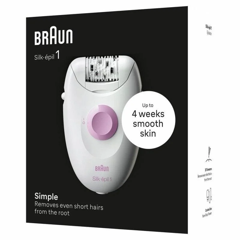 Detalle de Braun Silk-épil 1 1-000 depiladora eléctrica con 20 pinzas SoftLift (rosa/blanco)